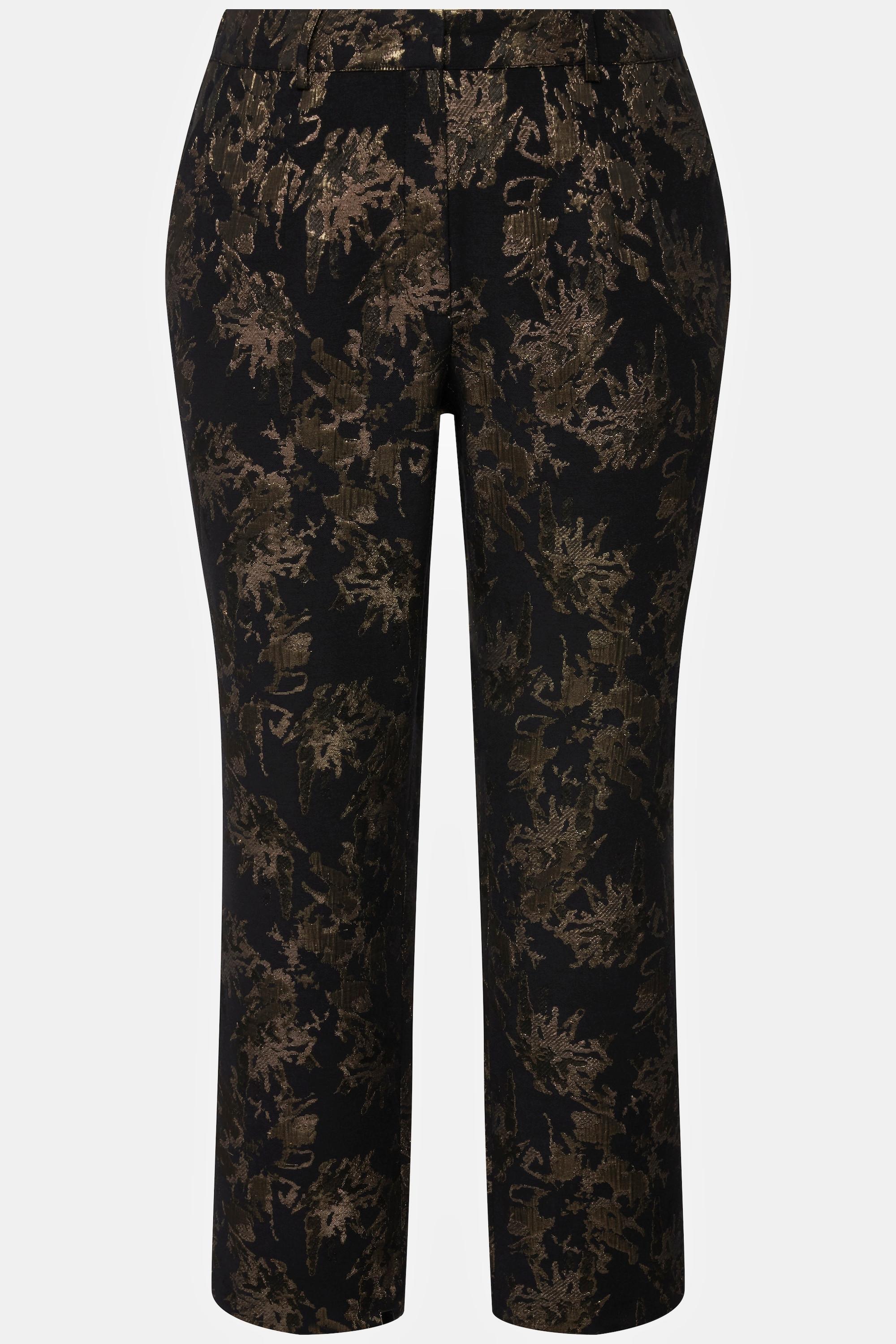 Ulla Popken Jacquard Hose Sophie Gold Design Schmales Bein