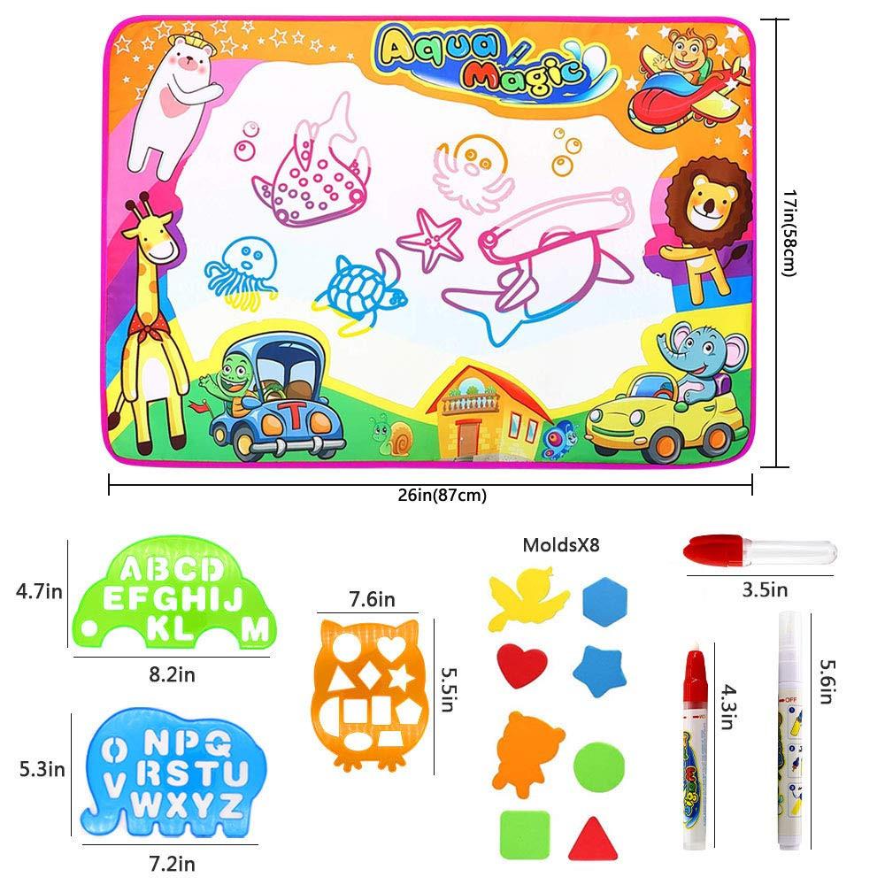 Activity-board Water Doodle Mat Magic Doodle Malmatte, mit Malmatte Stift und Stempel Zubehör, Zeichenmatte für Kinder