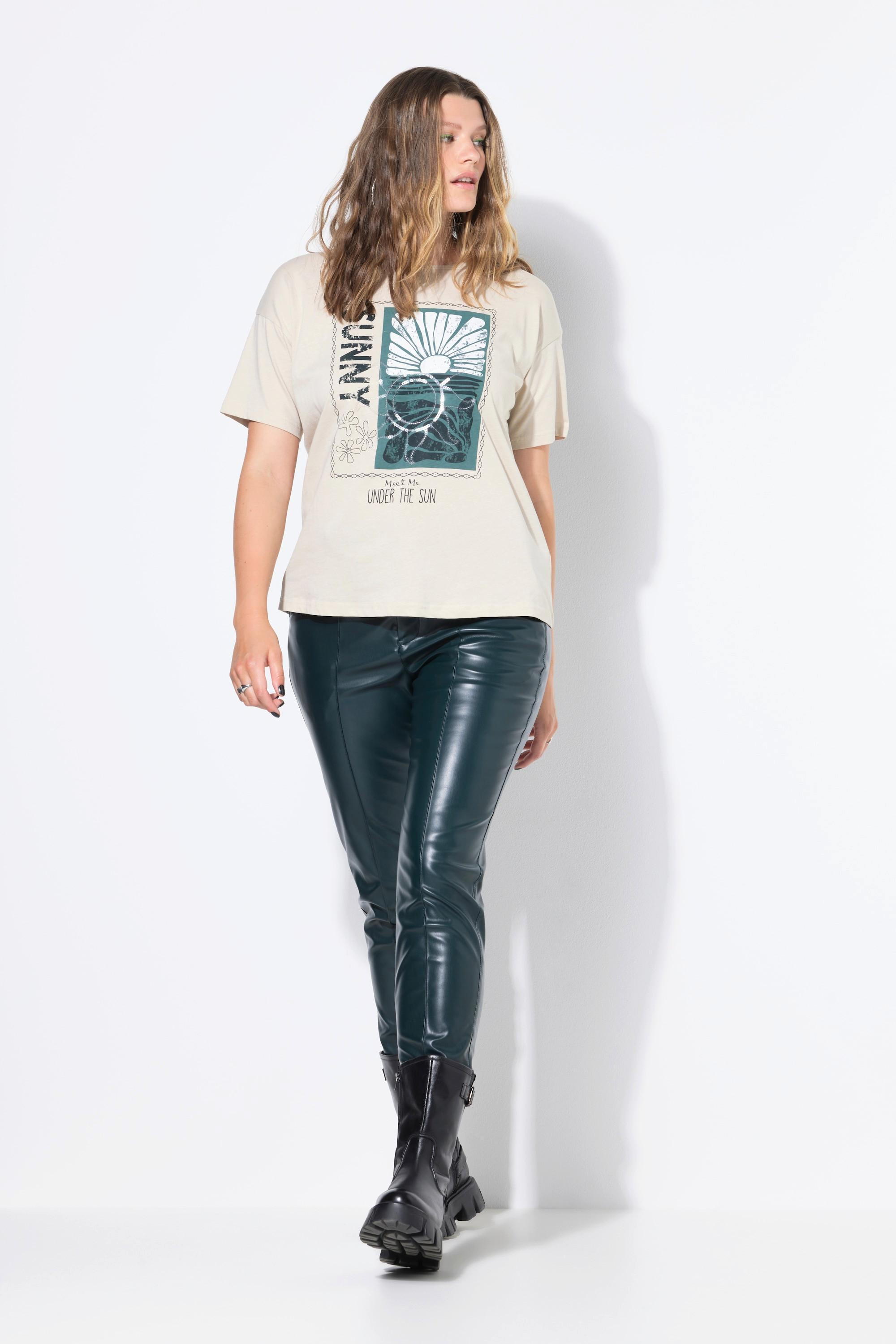 Studio Untold Fakeleder-Hose, Mom-Shape, teilelastischer Bund