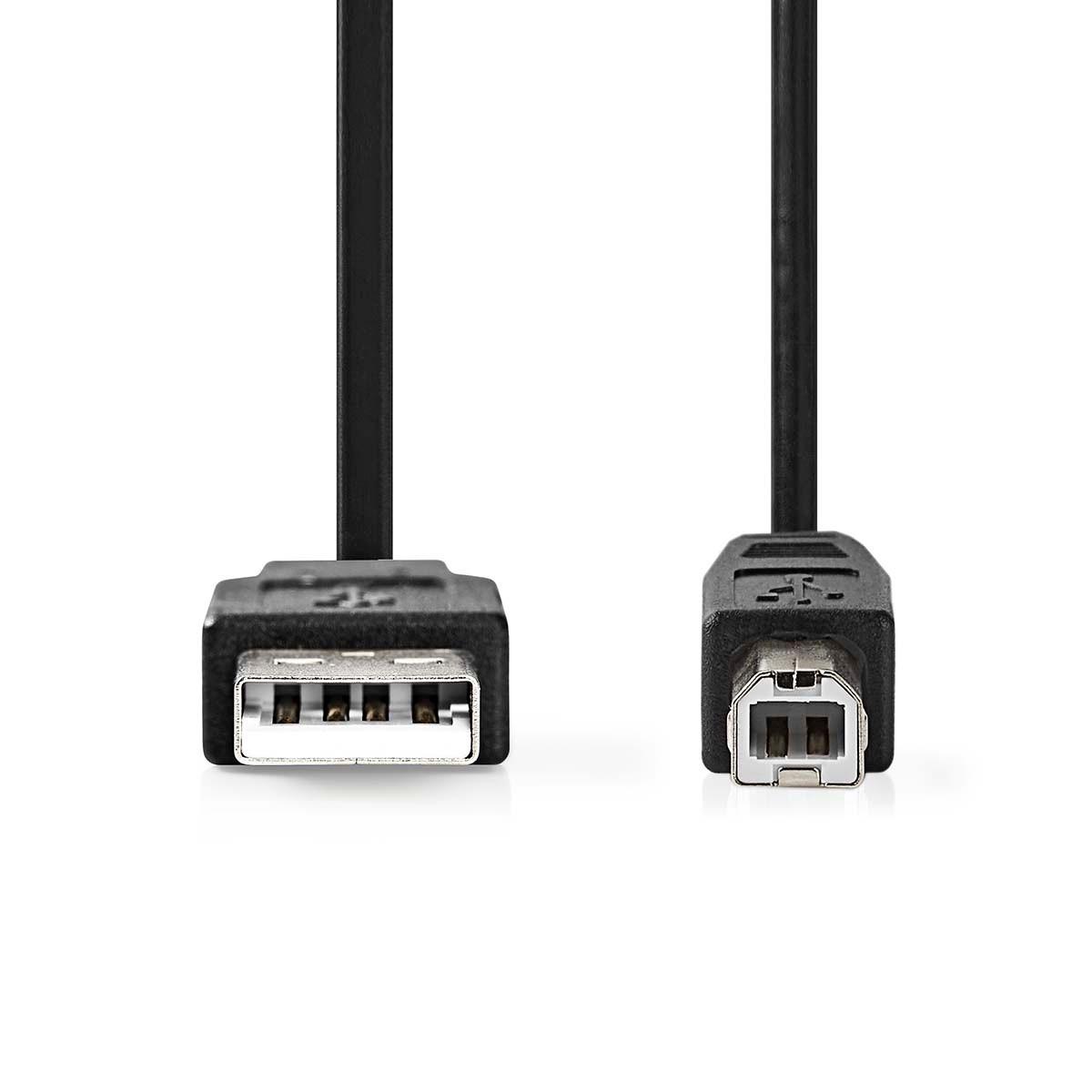 Nedis USB-Kabel | USB 2.0 | USB-A Stecker | USB-B Stecker | 480 Mbps | Vernickelt | 3,00 m | Rund | PVC | Schwarz | Box