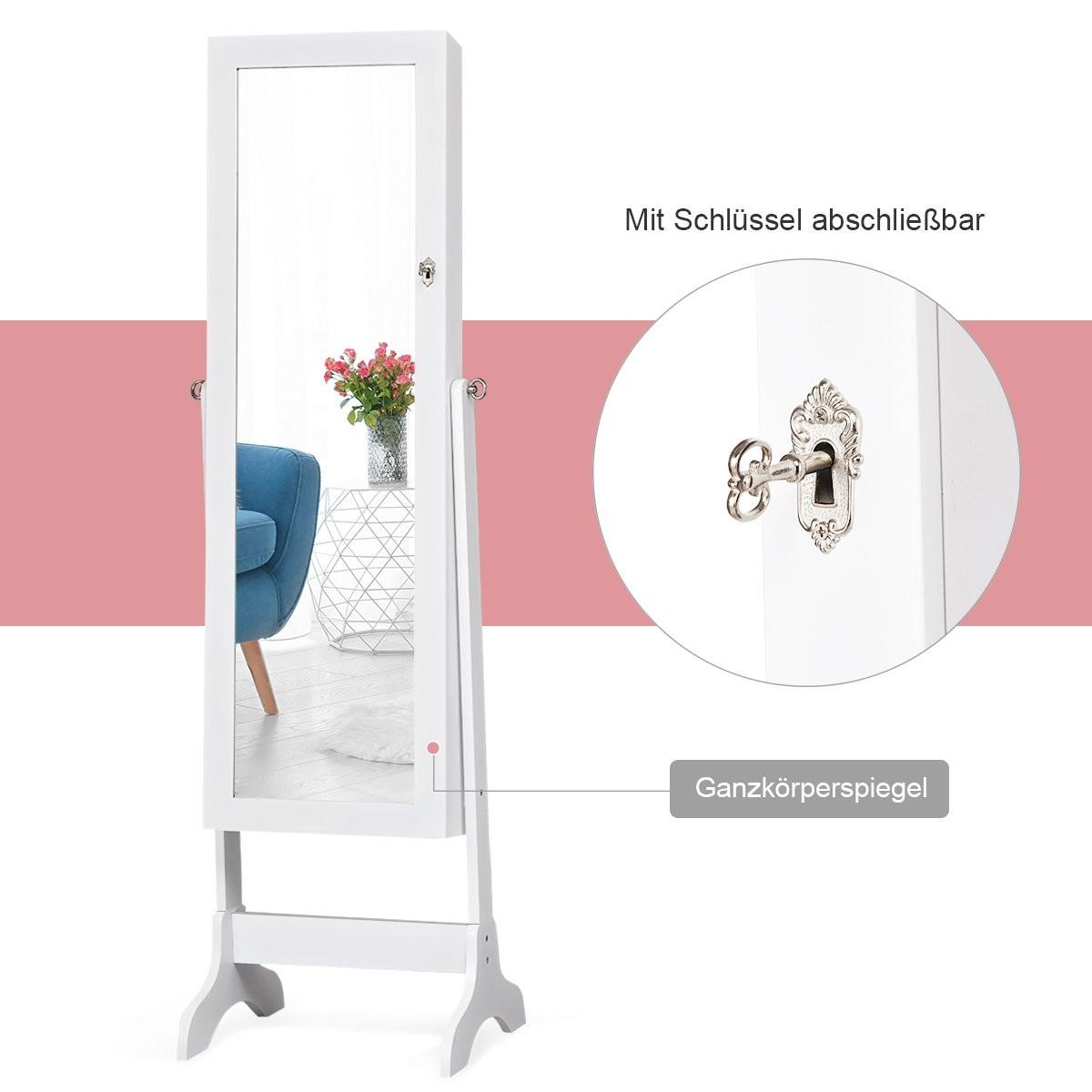 B2X Schmuckschrank Abschließbar chmuck Spiegelschrank mit Spiegel Weiß