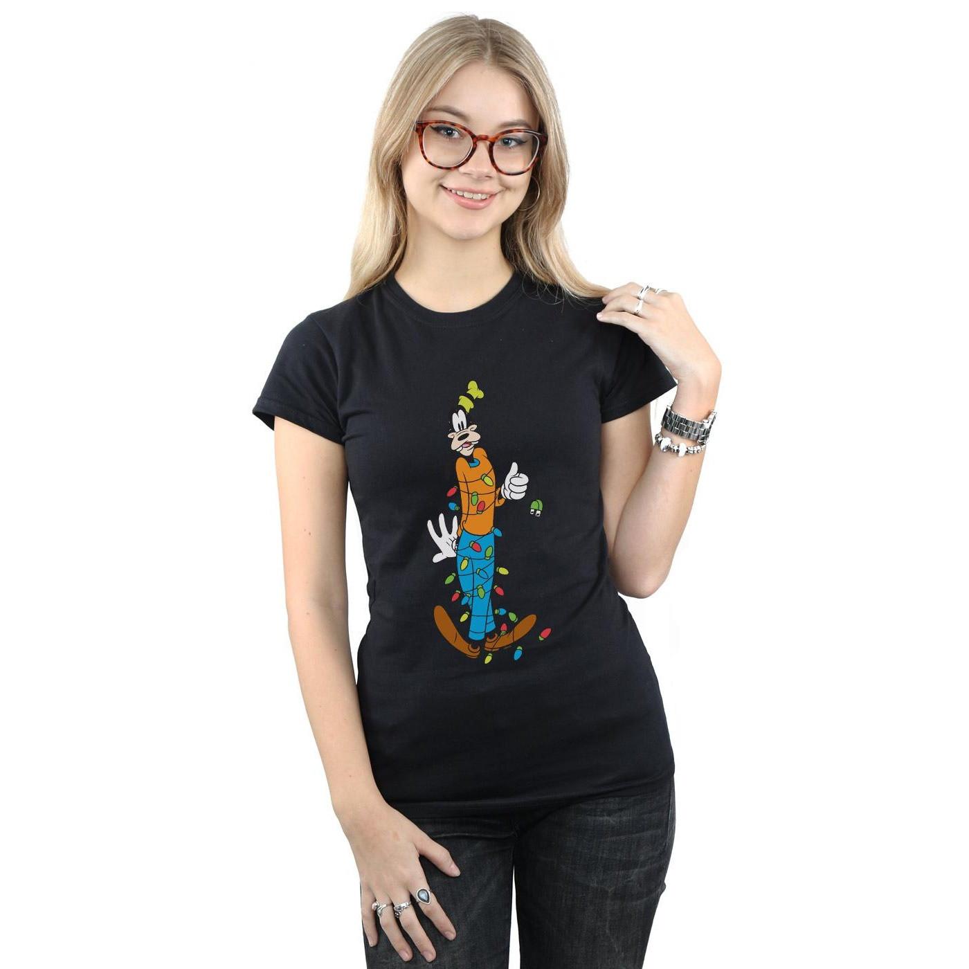 Disney Goofy Christmas Lights Print T-Shirt
