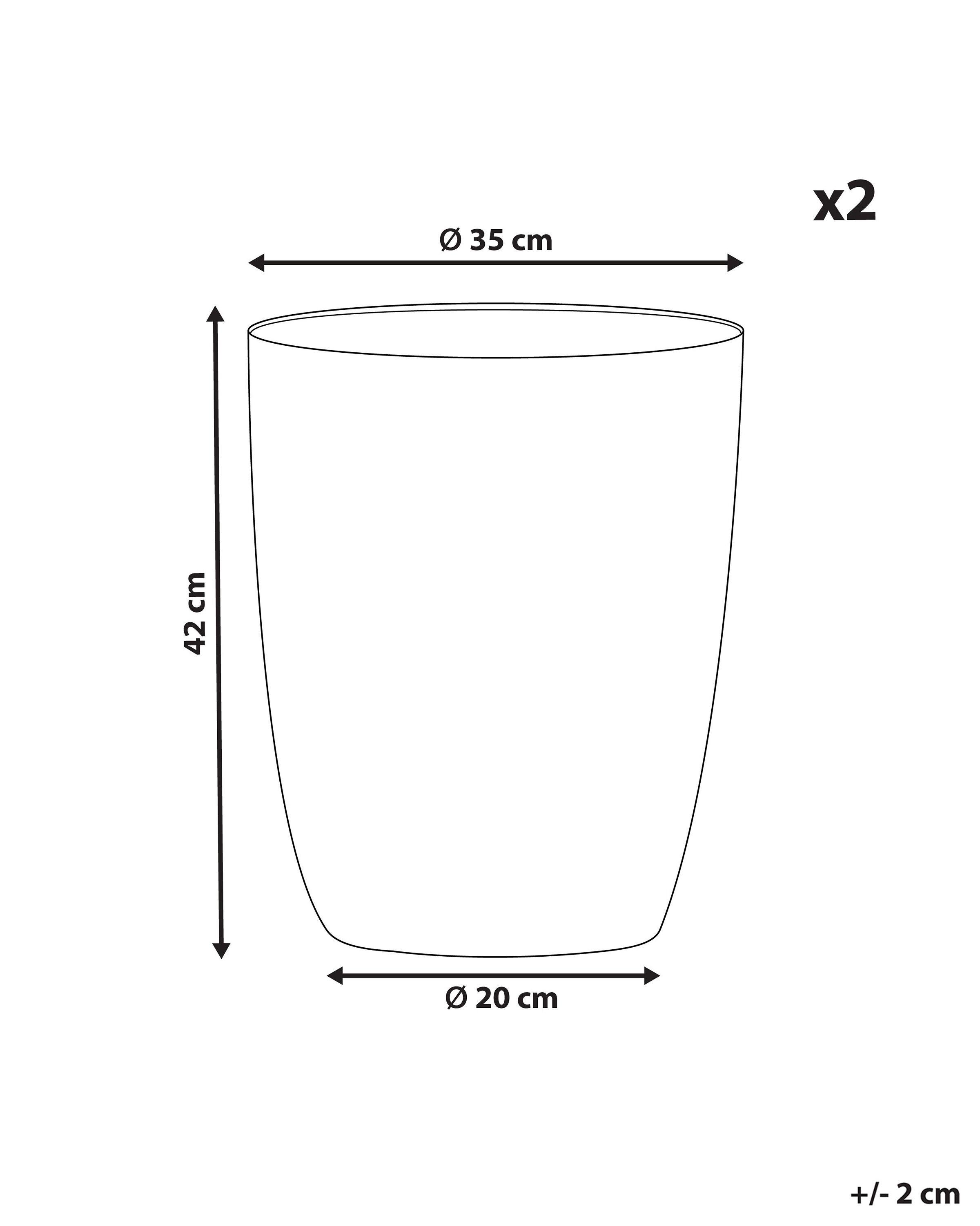 Beliani Set mit 2 Blumentöpfen aus Lehm-Faser-Mischung Klassisch CROTON