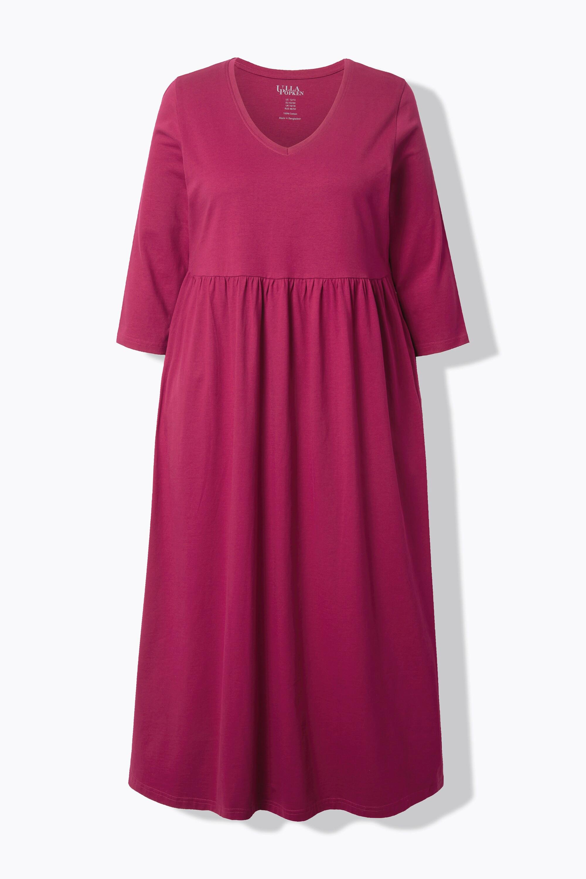 Ulla Popken Jerseykleid Empirenaht V-Ausschnitt 3/4-Arm Taschen