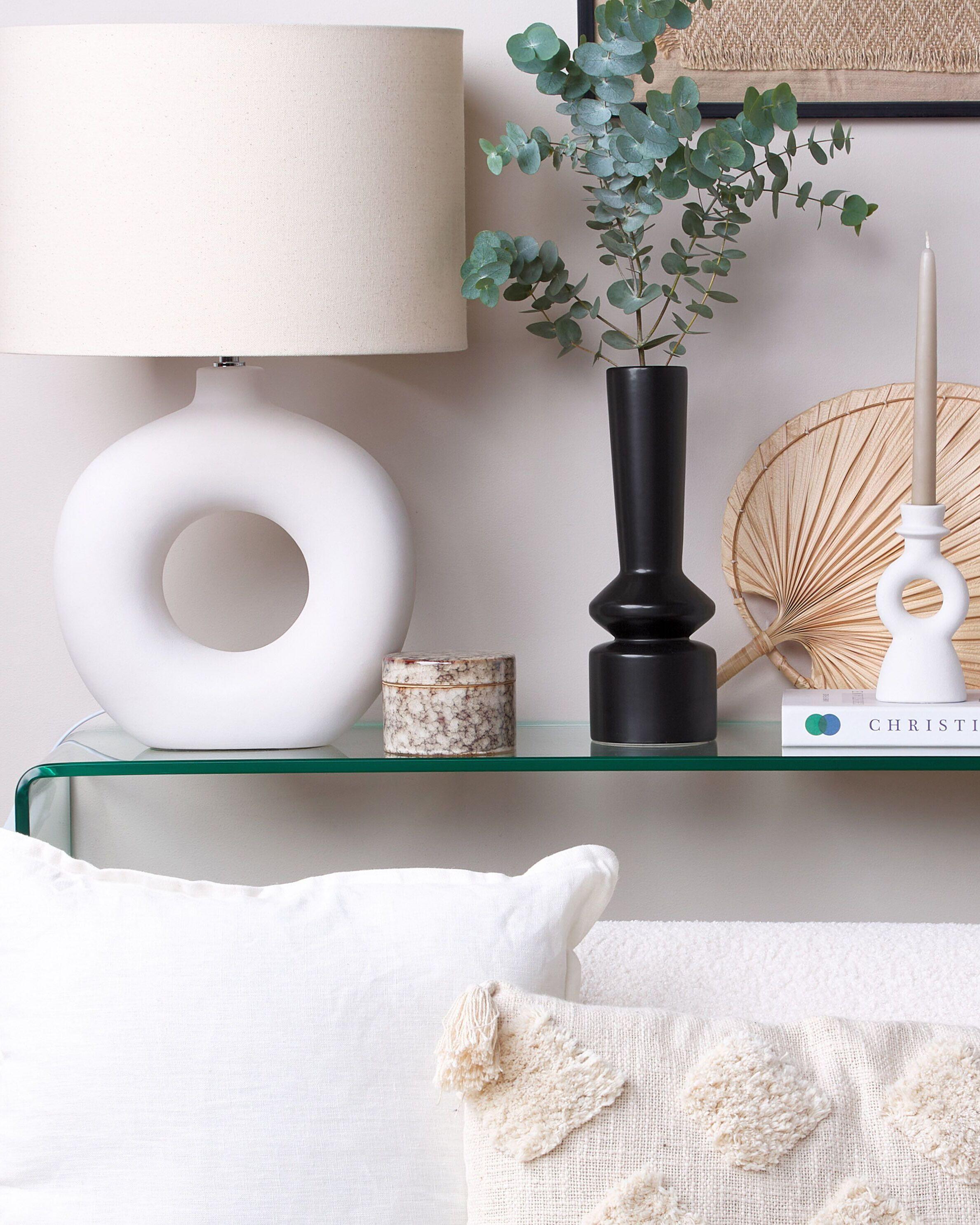 Beliani Blumenvase aus Dolomit Boho PEANIA