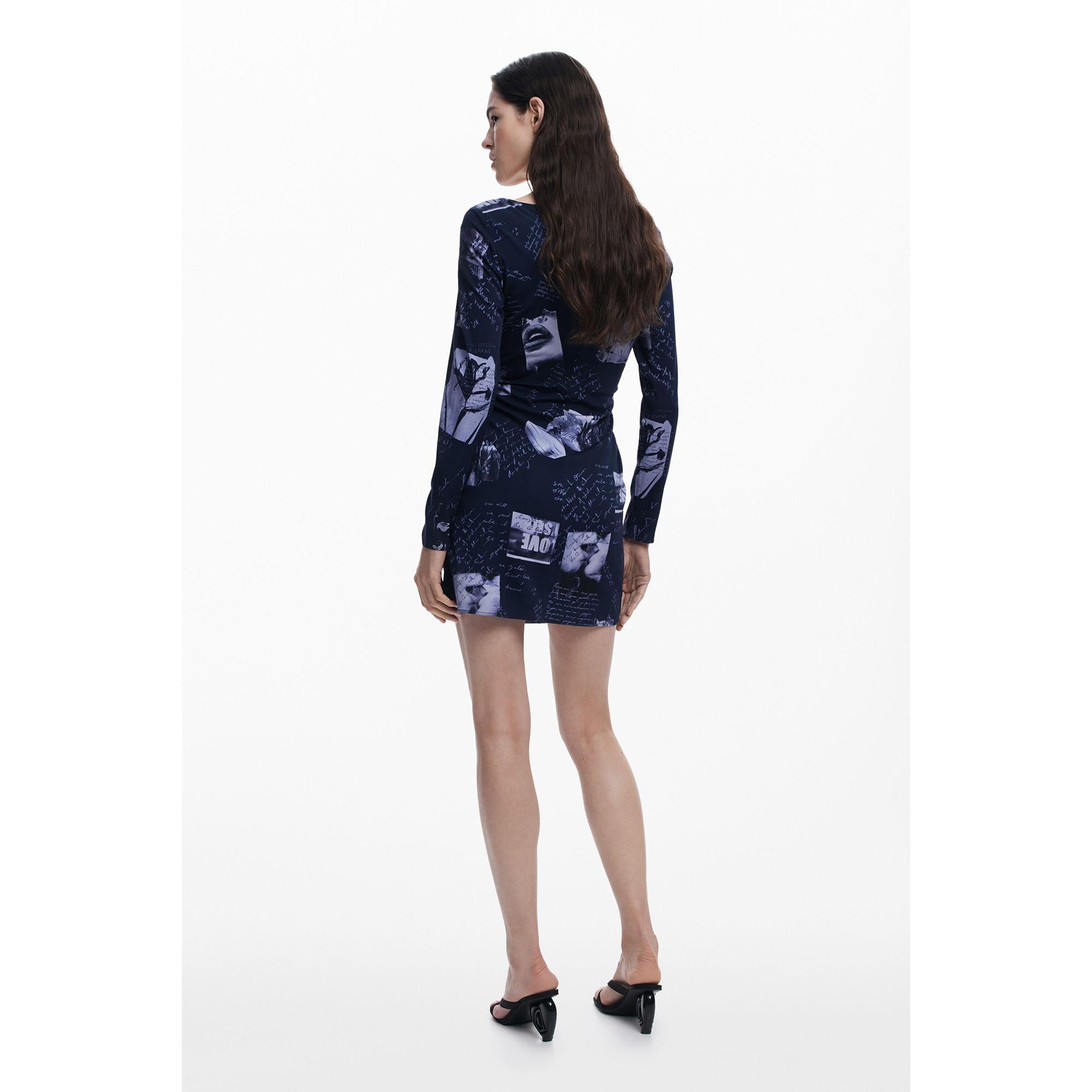 Desigual Bedrucktes Langarm Mini Kleid