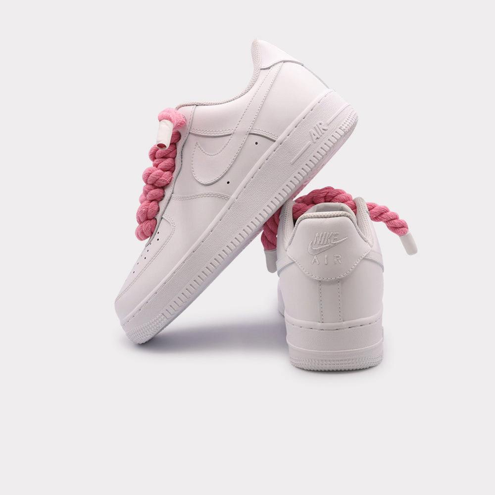 NIKE Air Force 1 White - Rope Lace Pink