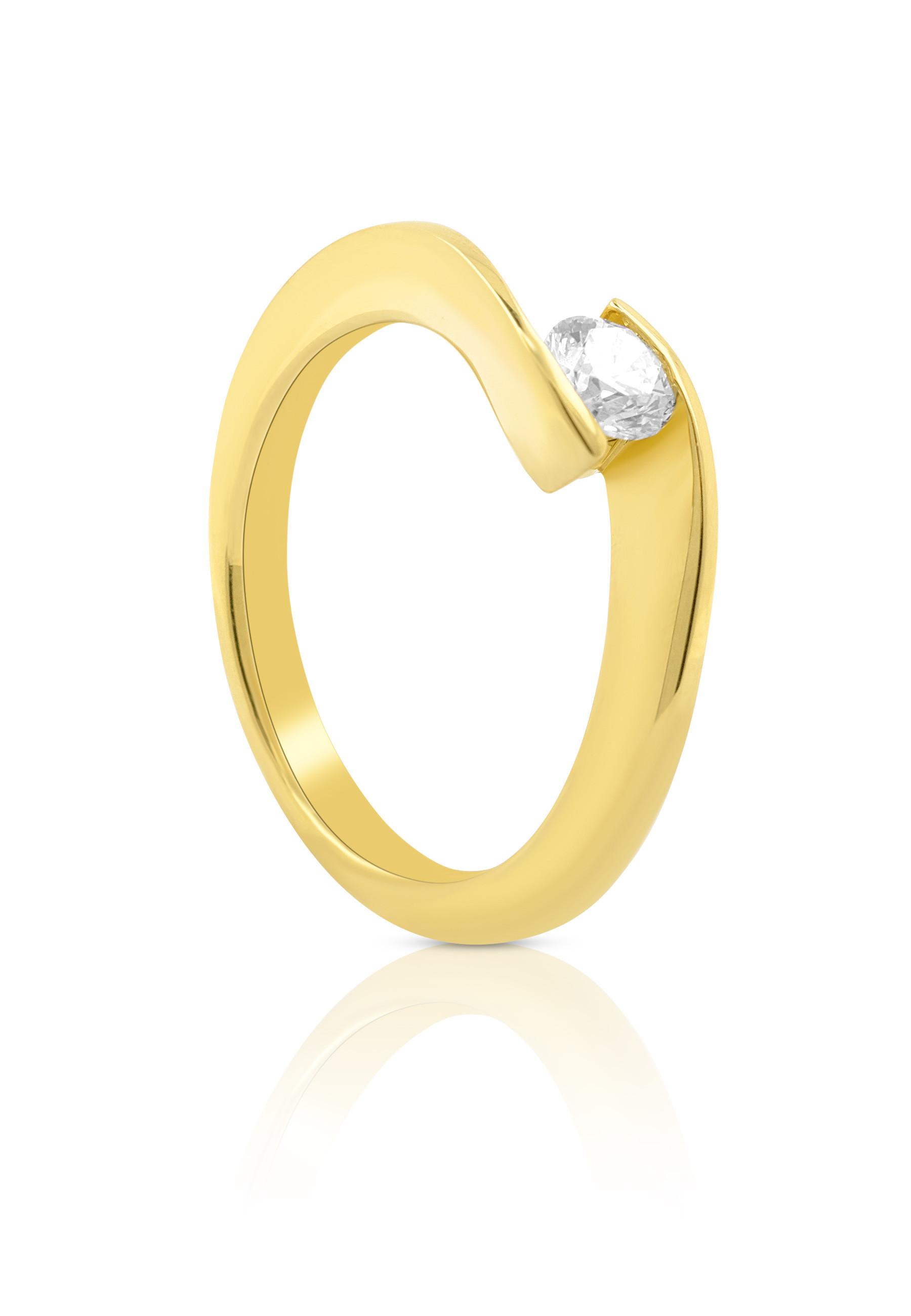 MUAU Schmuck Solitaire Ring Diamant 0.40ct. Gelbgold 750