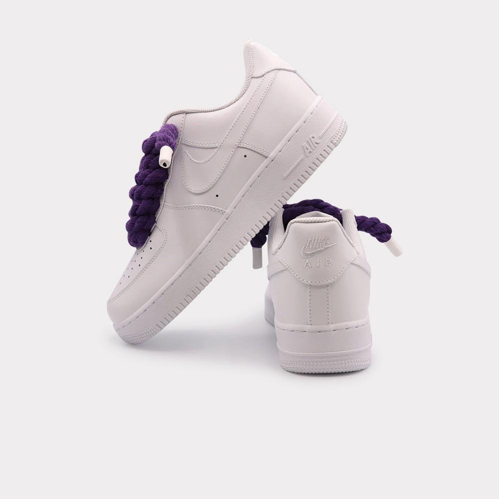 NIKE Air Force 1 White - Rope Lace Purple