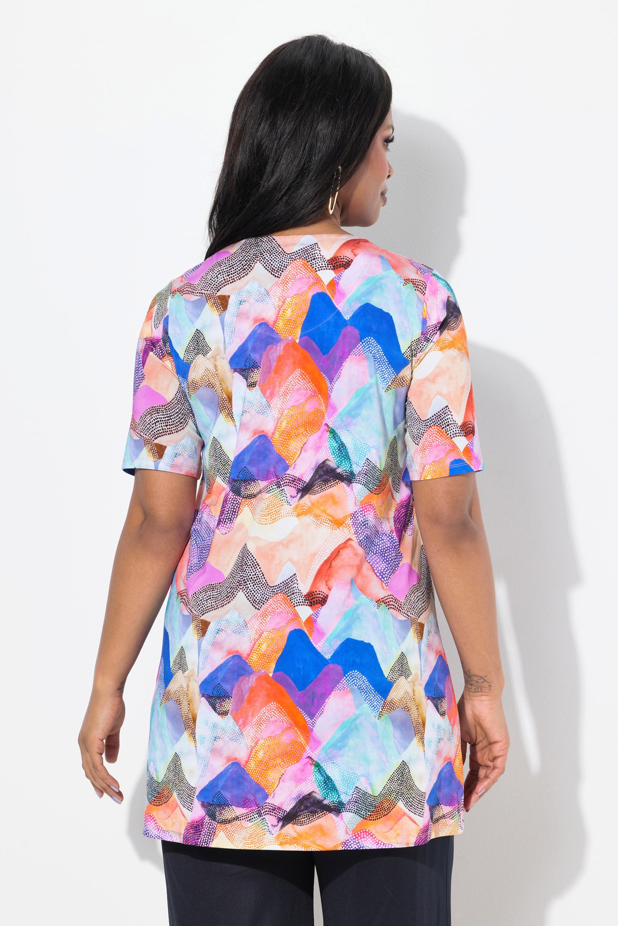 Ulla Popken Slinky Longshirt A-Linie Rundhals Halbarm