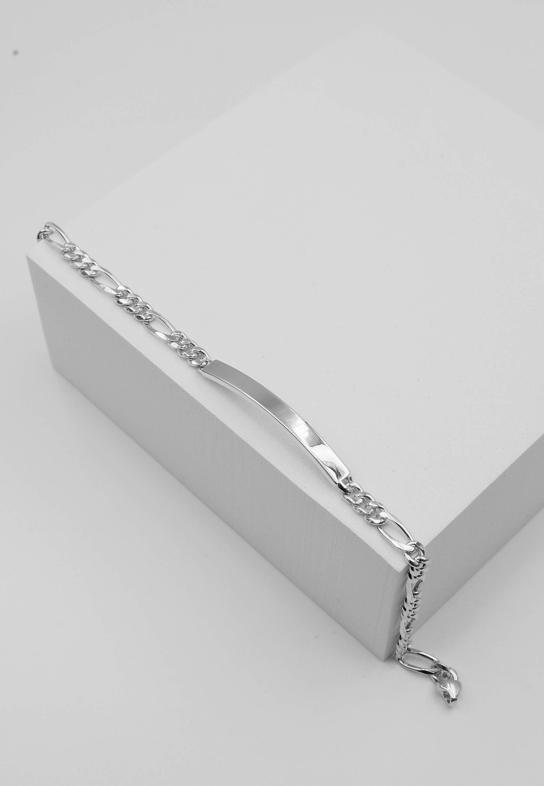 MUAU Schmuck ID-Bracelet Figaro Weissgold 750, 22cm, 4mm