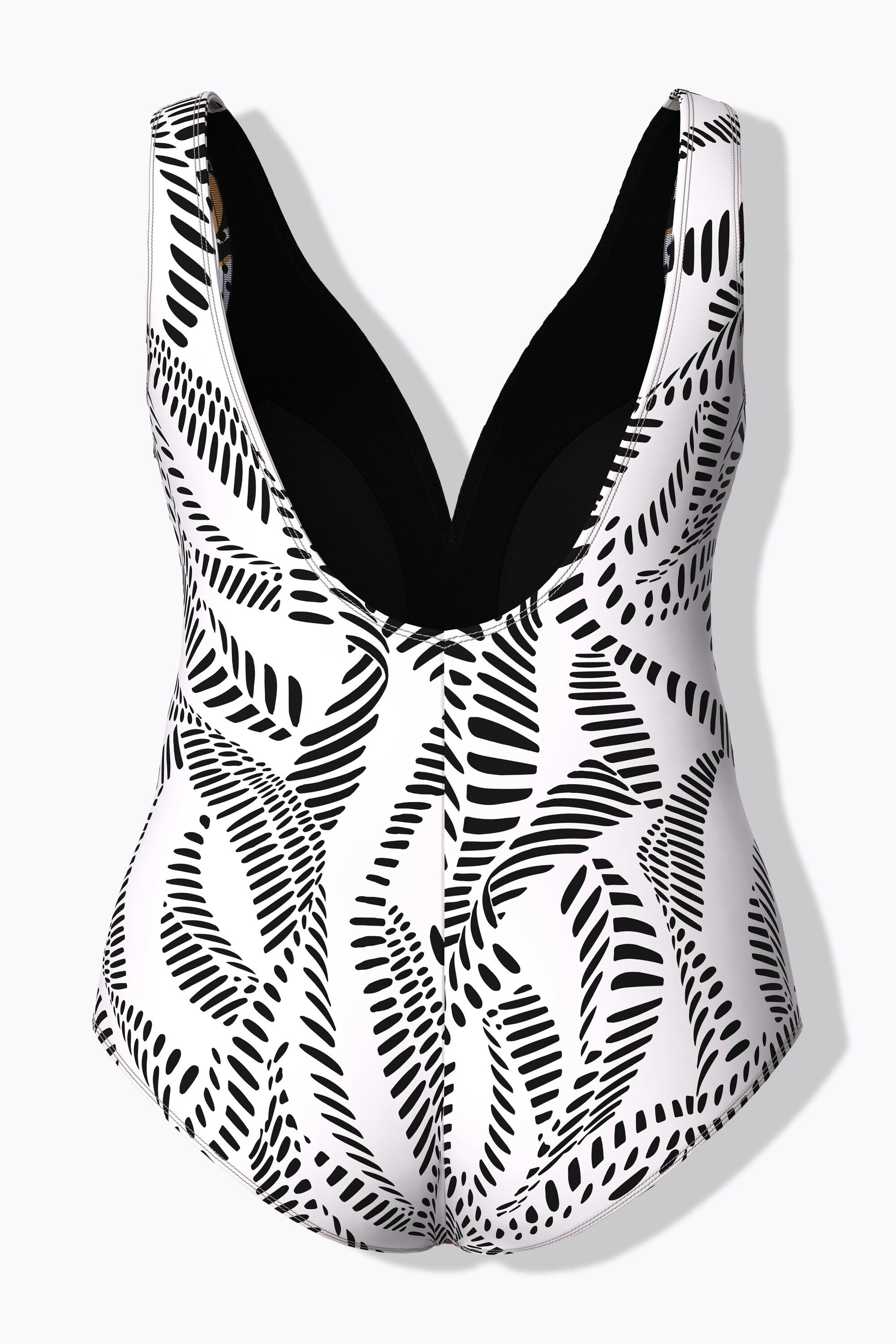 Ulla Popken Badeanzug, Safari, Softcups, Herzausschnitt, recycelt