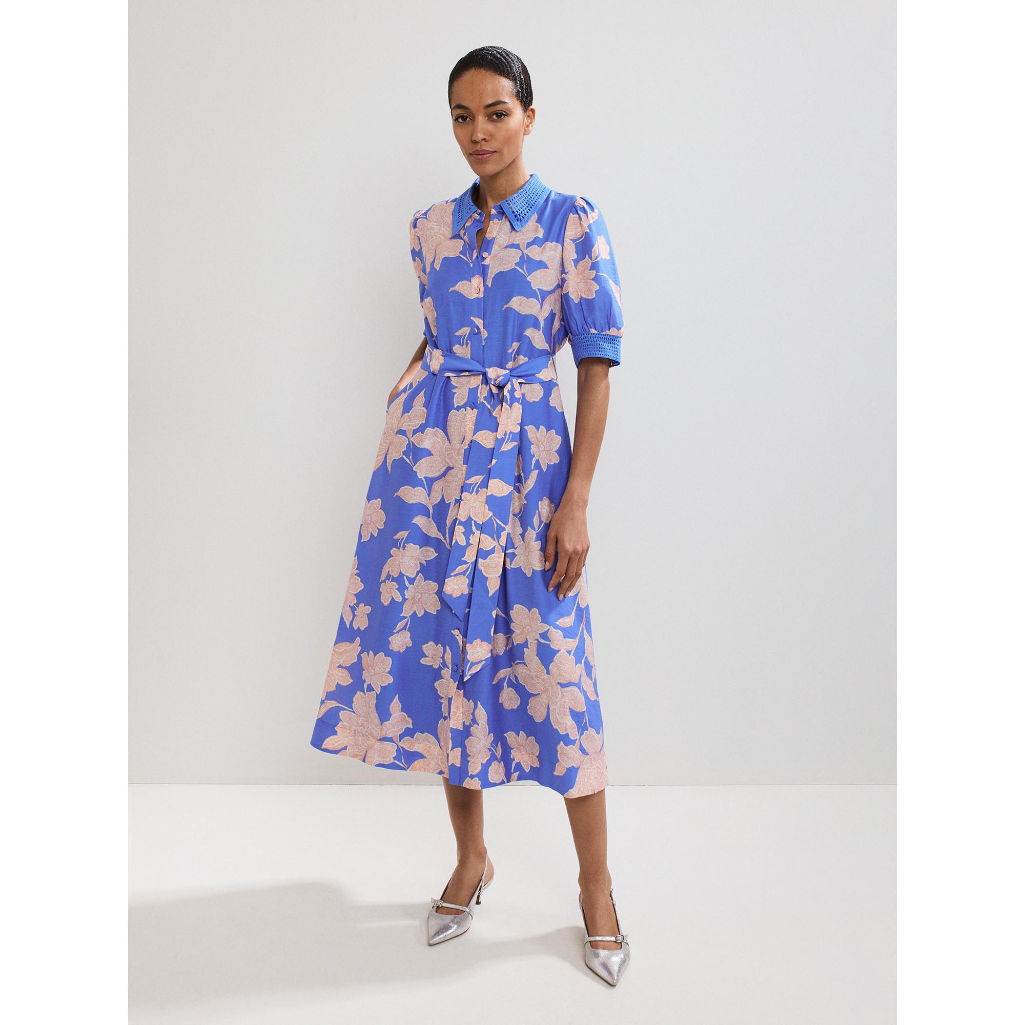 Phase Eight Geblümtes Midikleid mit kurzen Ärmeln