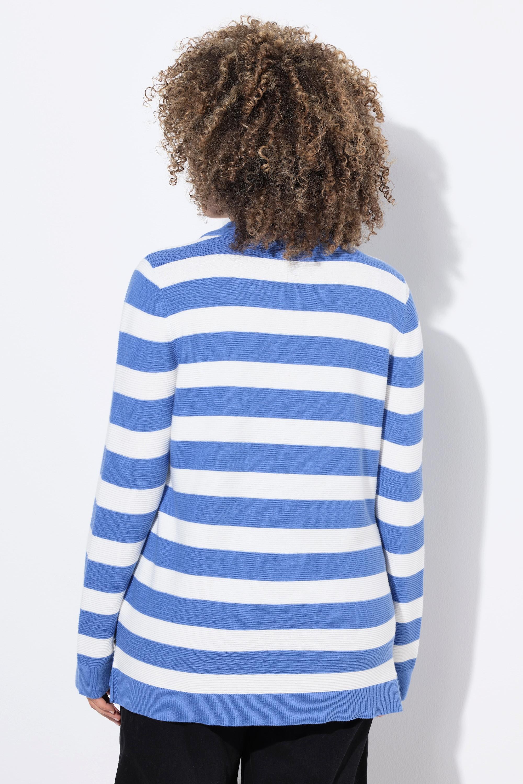 Ulla Popken Pullover, Ringel, Linksstrick, Polokragen, Langarm