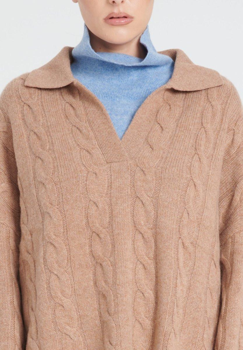 Studio Cashmere8 ZAYA 5 Polohemd mit gedrehtem Maschenbild 6 Fäden