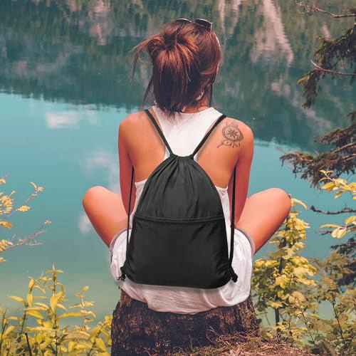 Only-bags.store Rucksack mit Kordelzug Turnbeutel Turnbeutel mit Außentasche Verstellbarer Kordelzug Turnbeutel mit Innentasche für Sport und Reisen