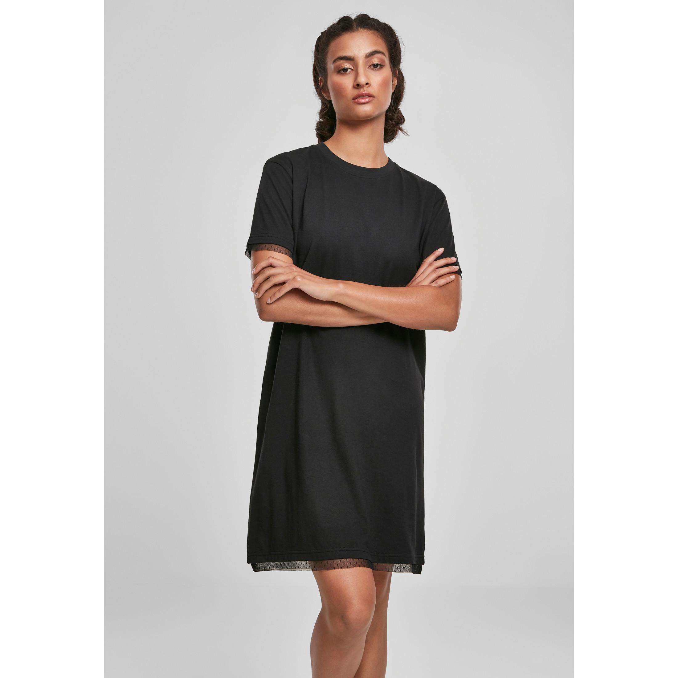 URBAN CLASSICS Boxy Lace Hem T-Shirt Kleid