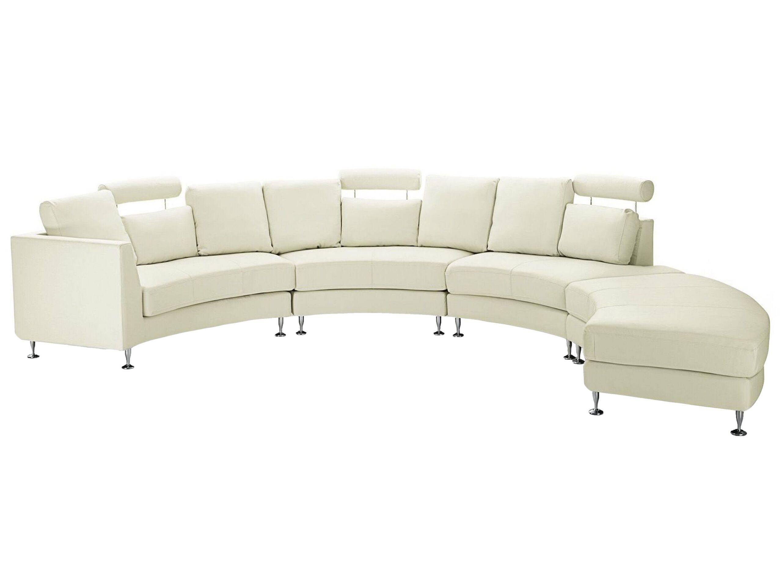 Beliani Halbrundes Sofa aus Echtleder Industriell ROTUNDE