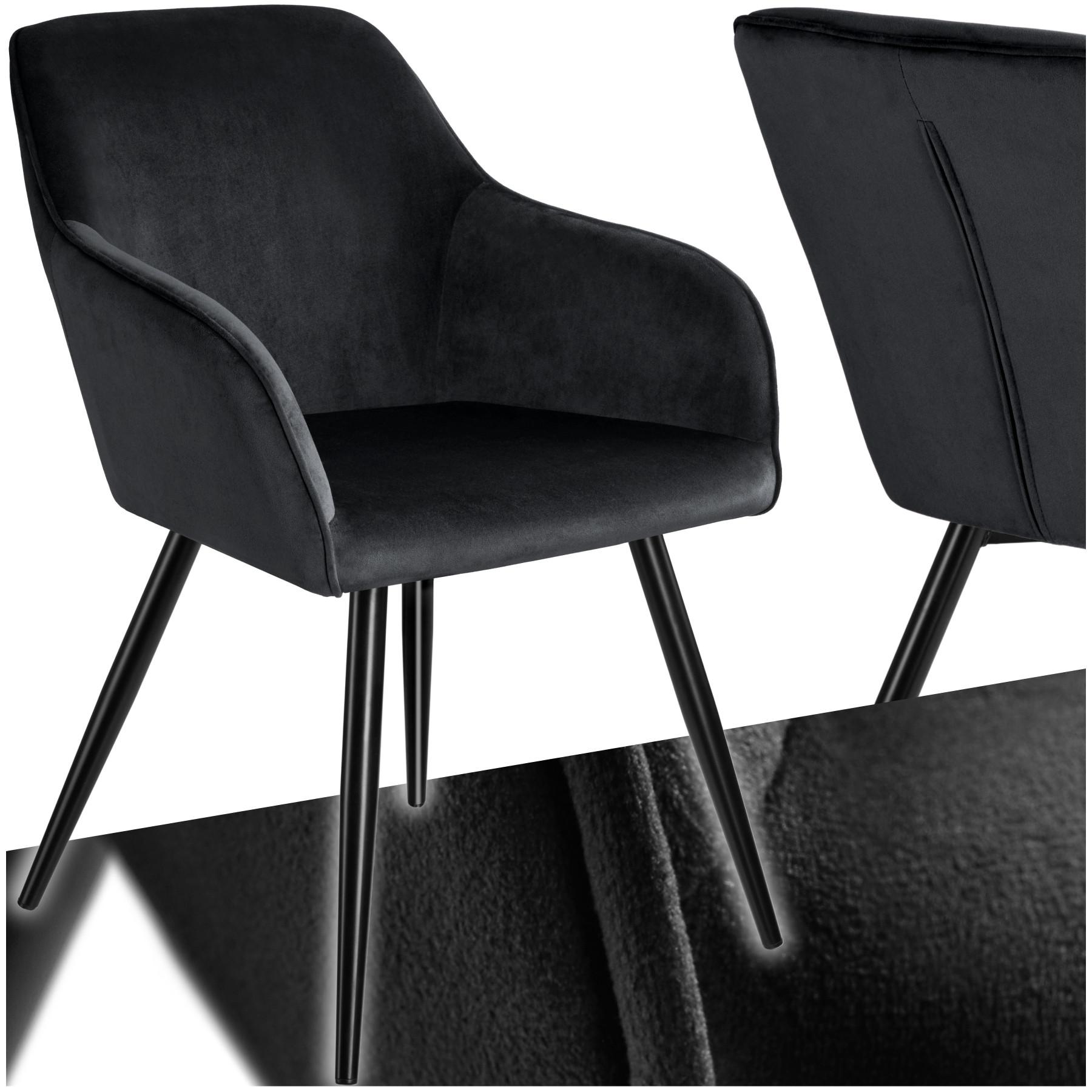 Tectake Stuhl Marilyn Samtoptik-schwarze Stuhlbeine