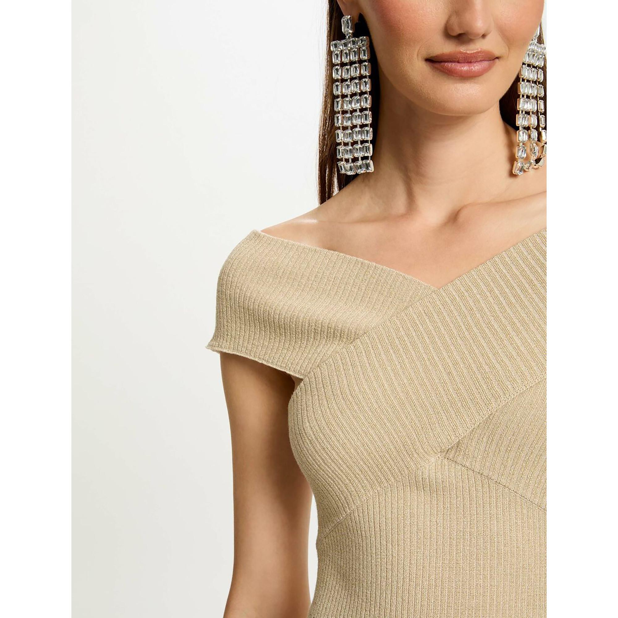 MORGAN Geripptes Strick A-Linien Maxikleid