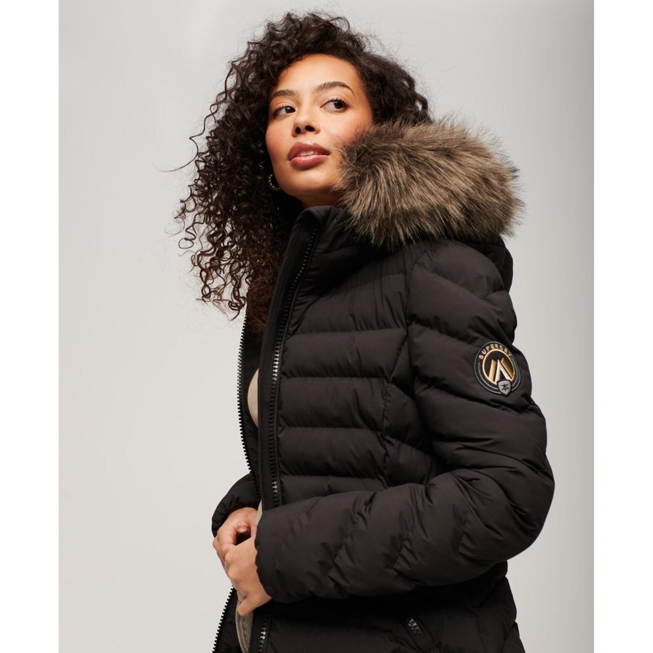 Superdry daunenjacke mid damen uperdry fuji faux fur