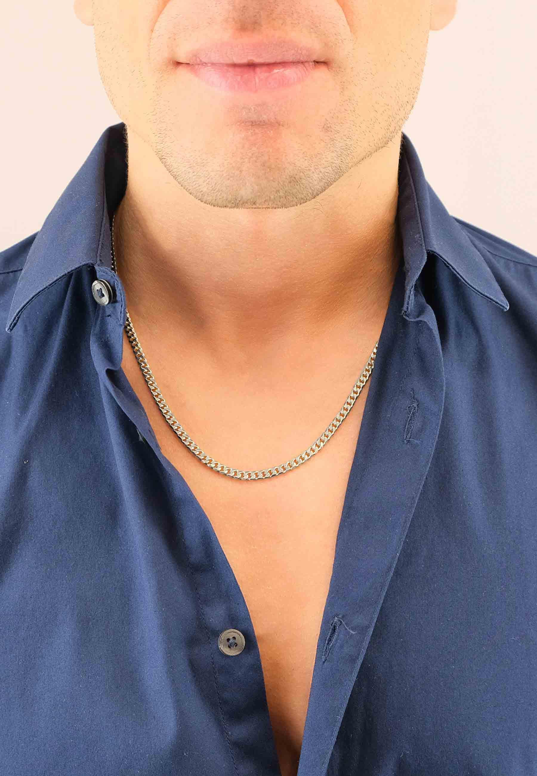 MUAU Schmuck Collier Panzer Weissgold 375, 4mm, 45cm