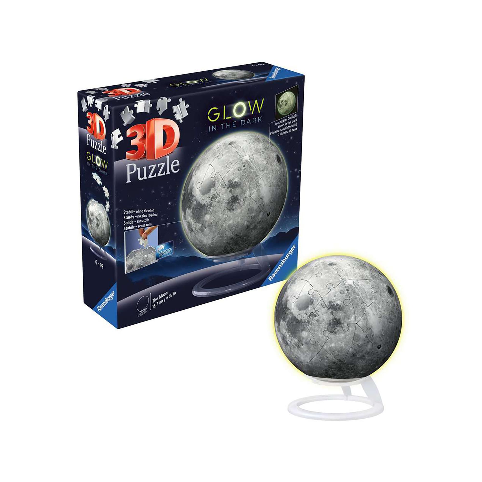 Ravensburger 3D Glow-in-the-Dark Puzzle-Ball – Der Mond, 72 Teile