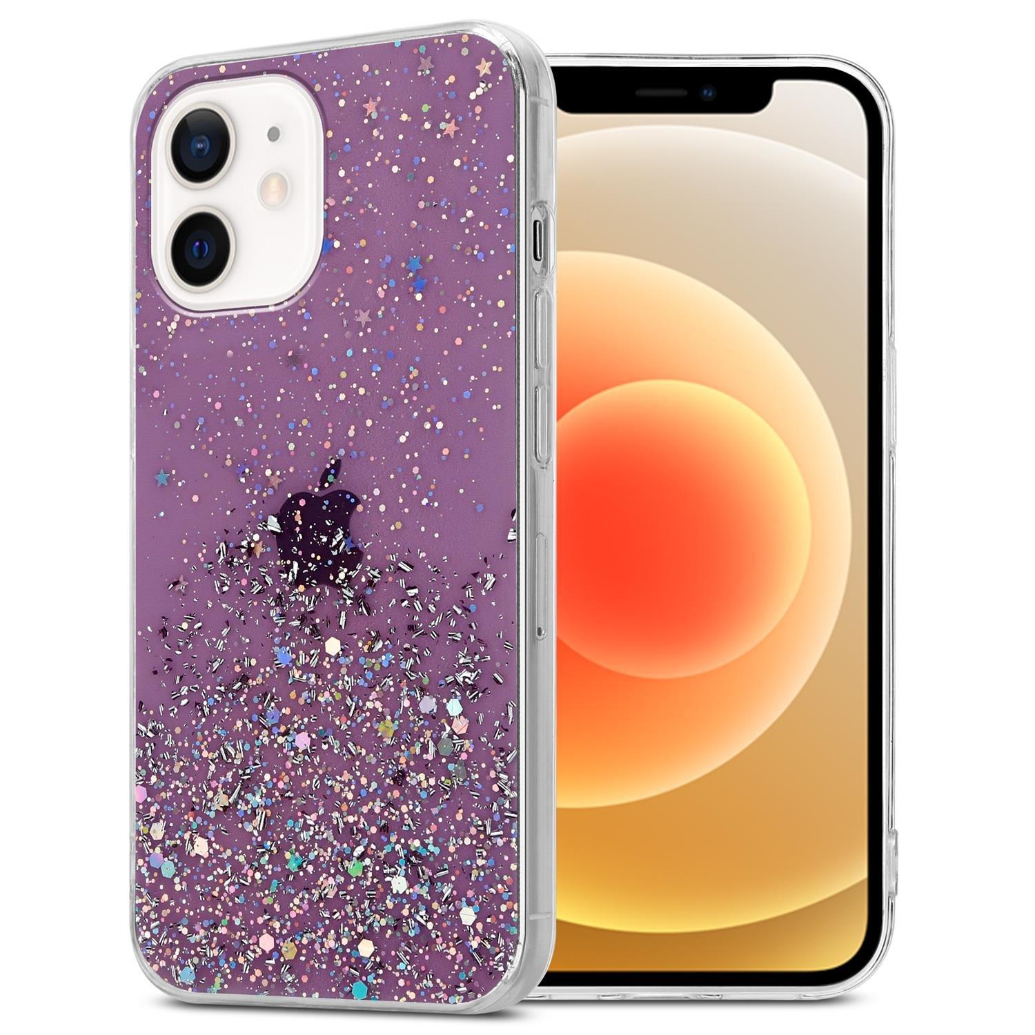 Cadorabo Hülle für Apple iPhone 12 MINI TPU Silikon mit funkelnden Glitter
