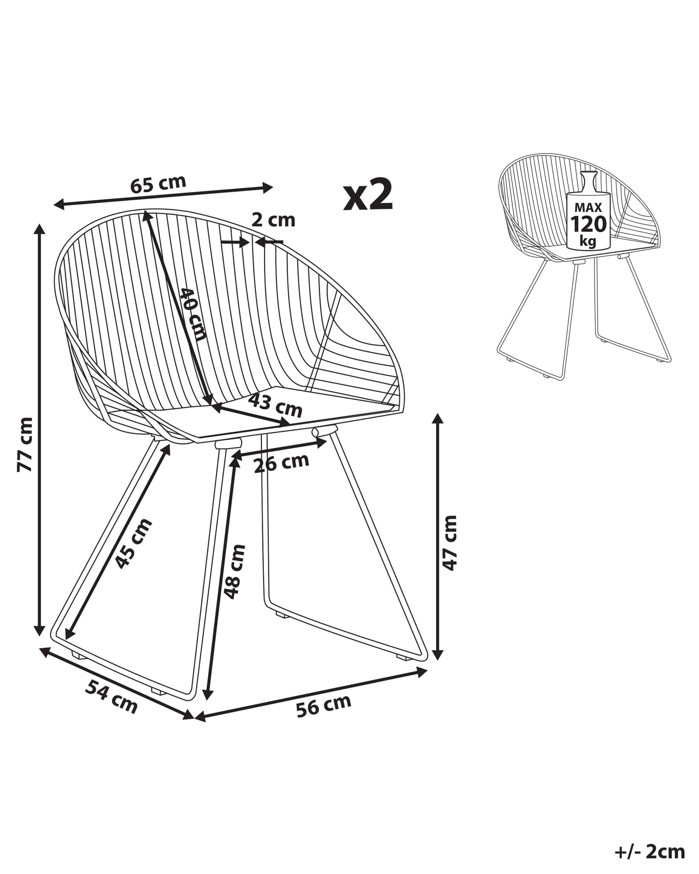 Beliani Esszimmerstuhl 2er Set aus Stahl Industriell AURORA