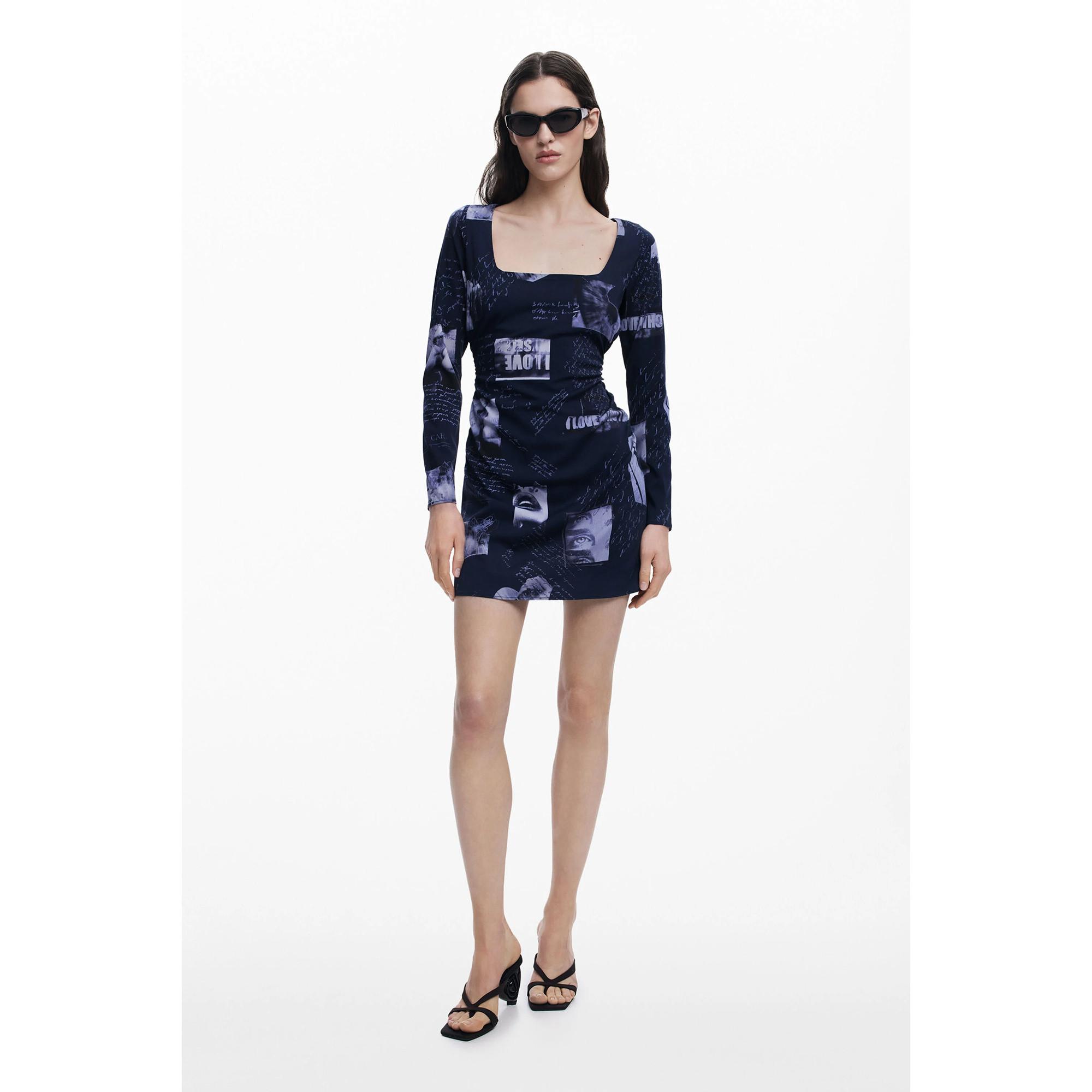 Desigual Bedrucktes Langarm Mini Kleid