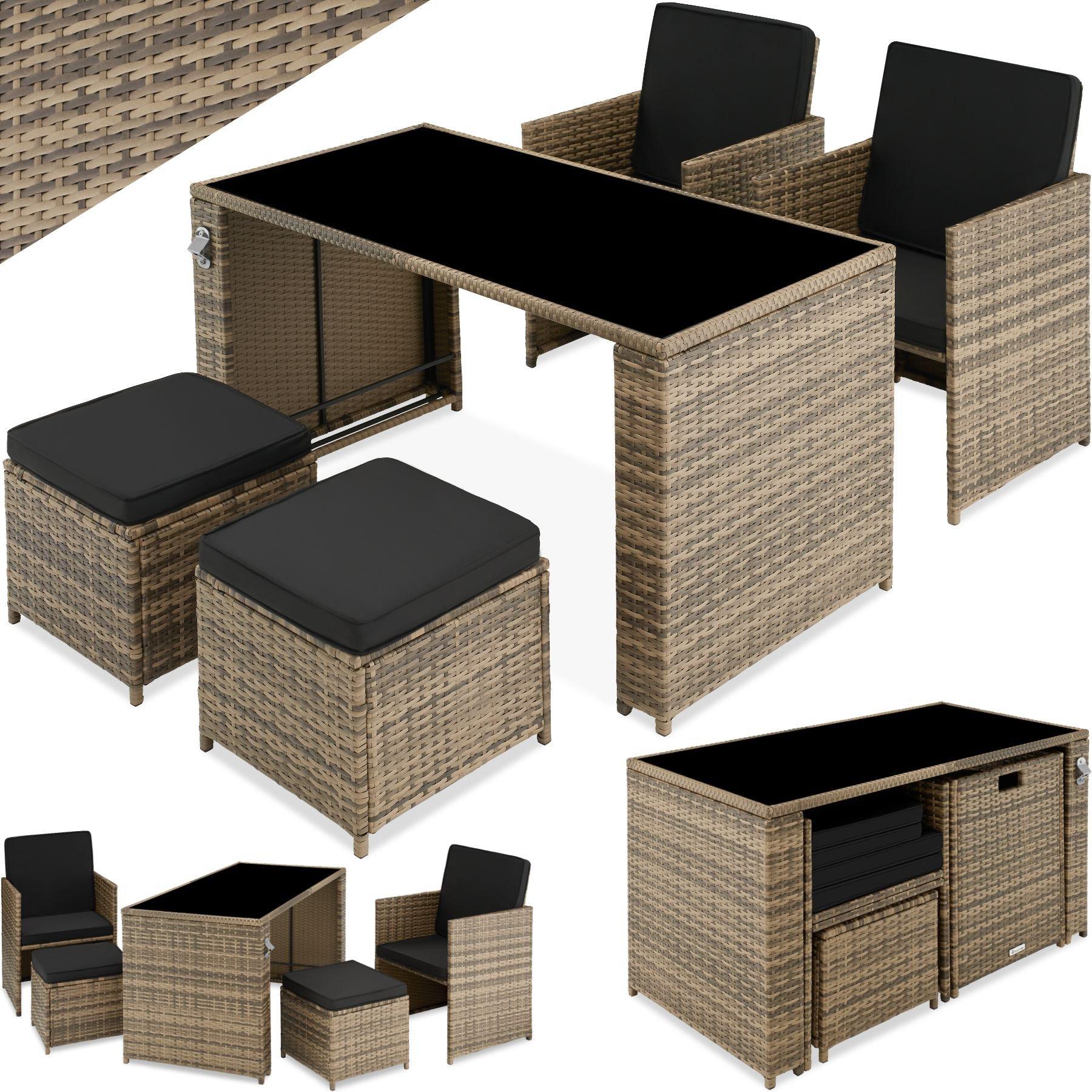 Tectake Rattan Sitzgruppe Palermo 2+2+1