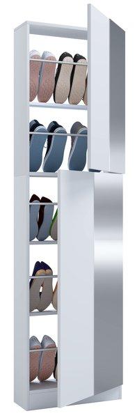 VCM Holz Schuhschrank | Maße: H. 180 x B. 50 x T. 17 cm | 2 Drehtüren z. T. mit Spiegel versehen - Fulisa XL Spiegel