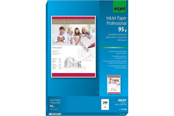 Sigel SIGEL InkJet Fotopapier A4 IP288 95g,matt, weiss 200 Blatt