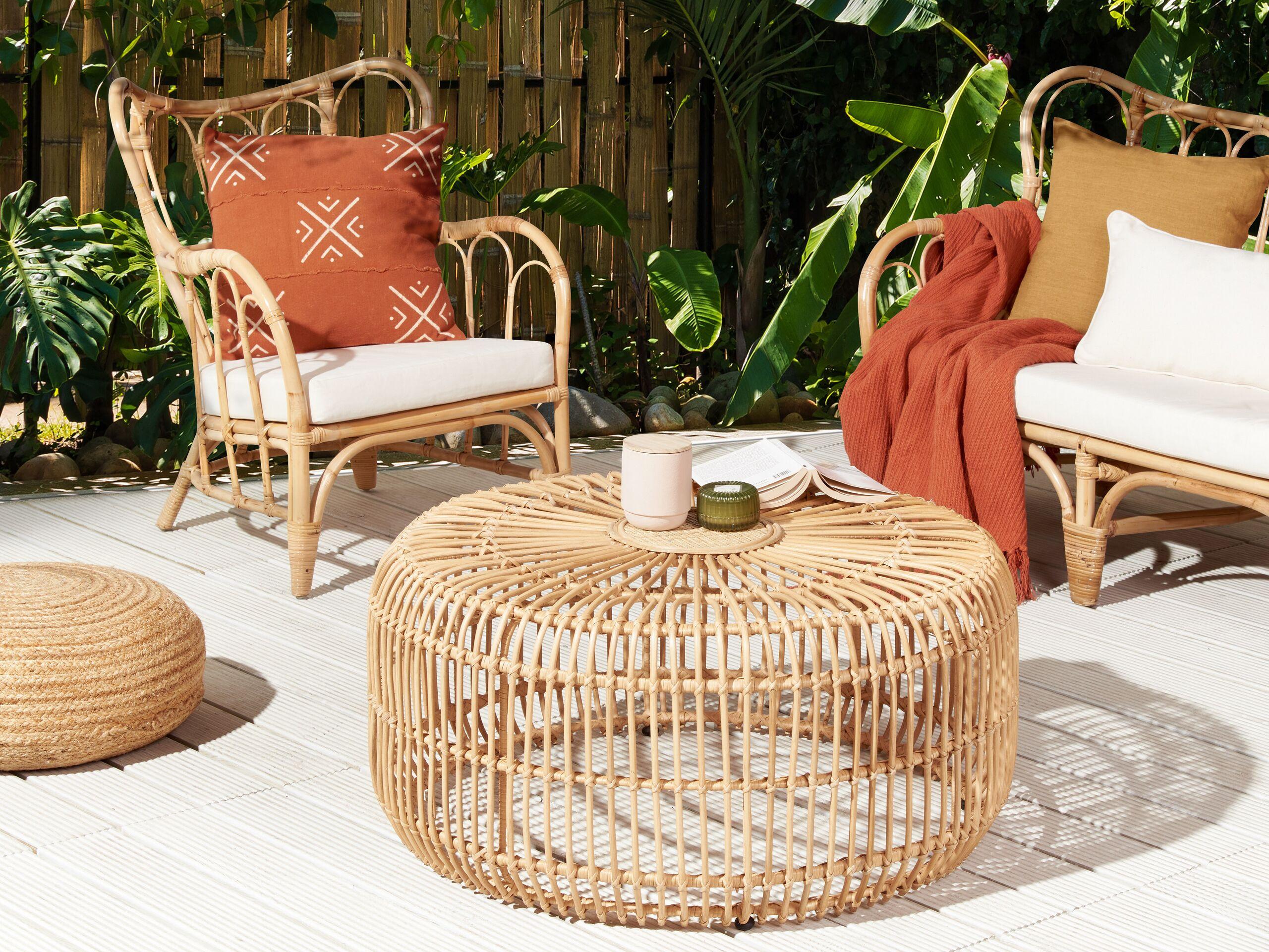 Beliani Couchtisch aus Rattan Boho RANDAZZO