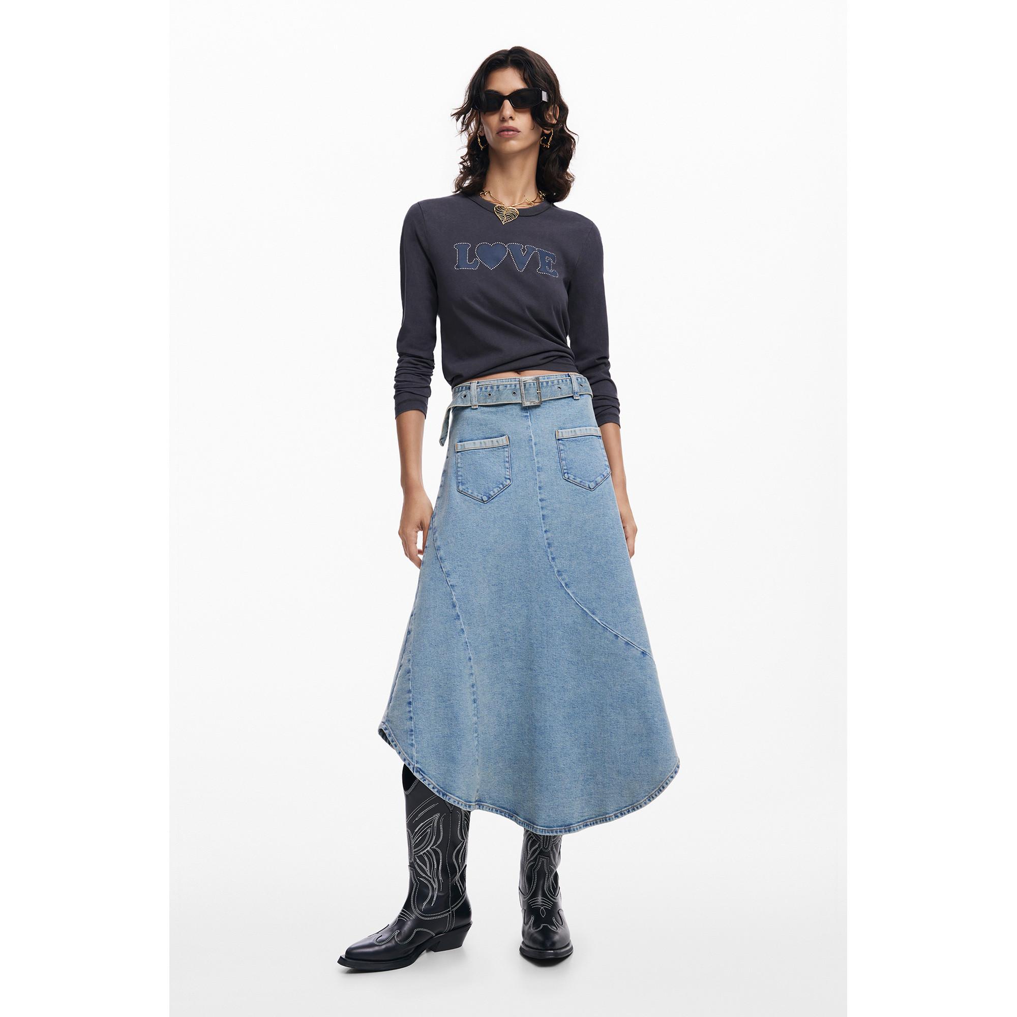 Desigual Langarm T-Shirt mit Love Print