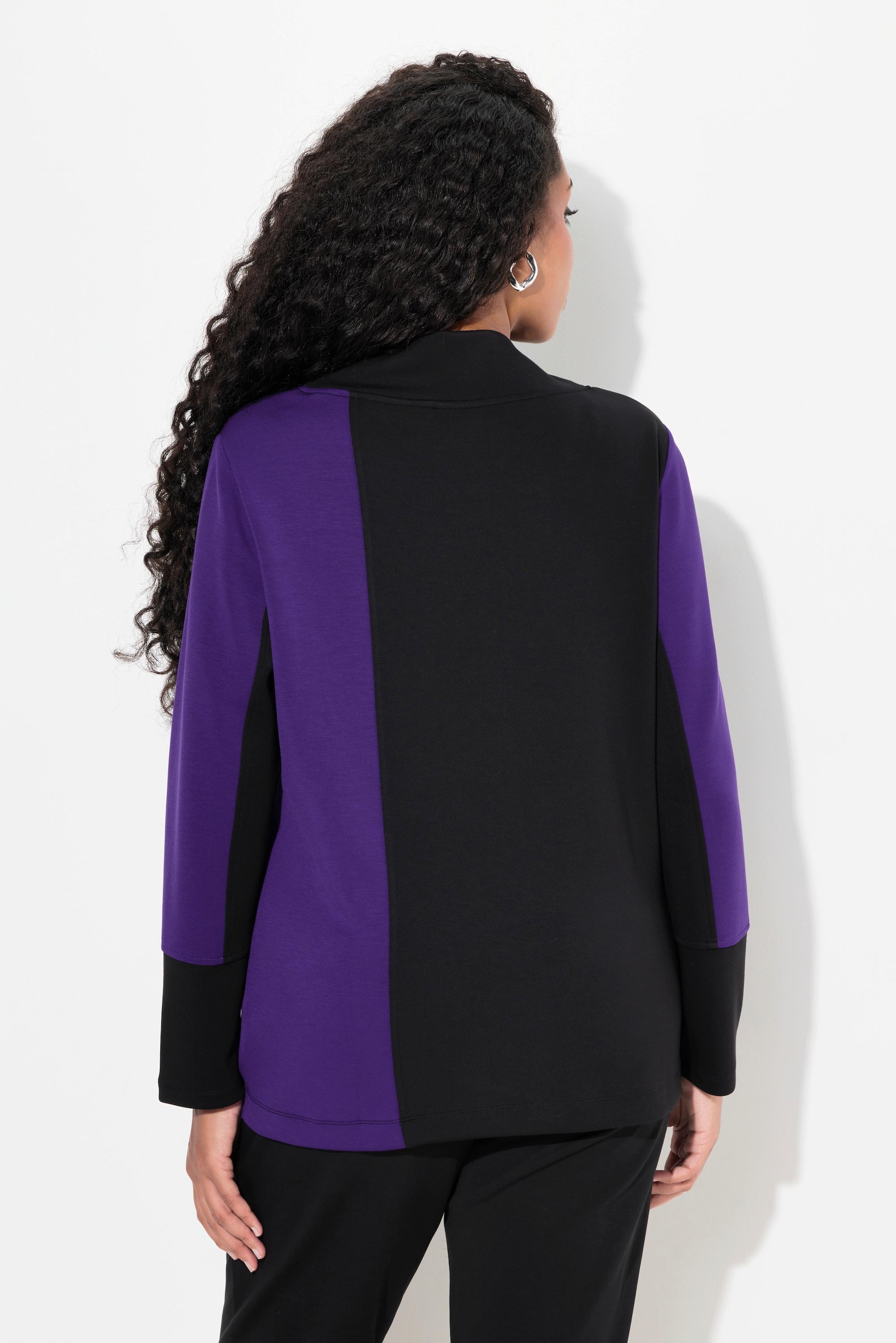 Ulla Popken Sweatshirt, Zierstein-Schriftzug, Stehkragen, Langarm