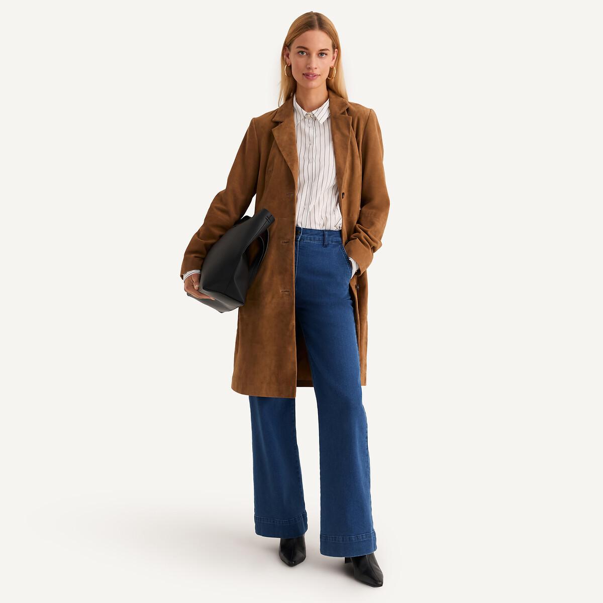 La Redoute Collections Geknöpfter Mantel aus Ziegenleder