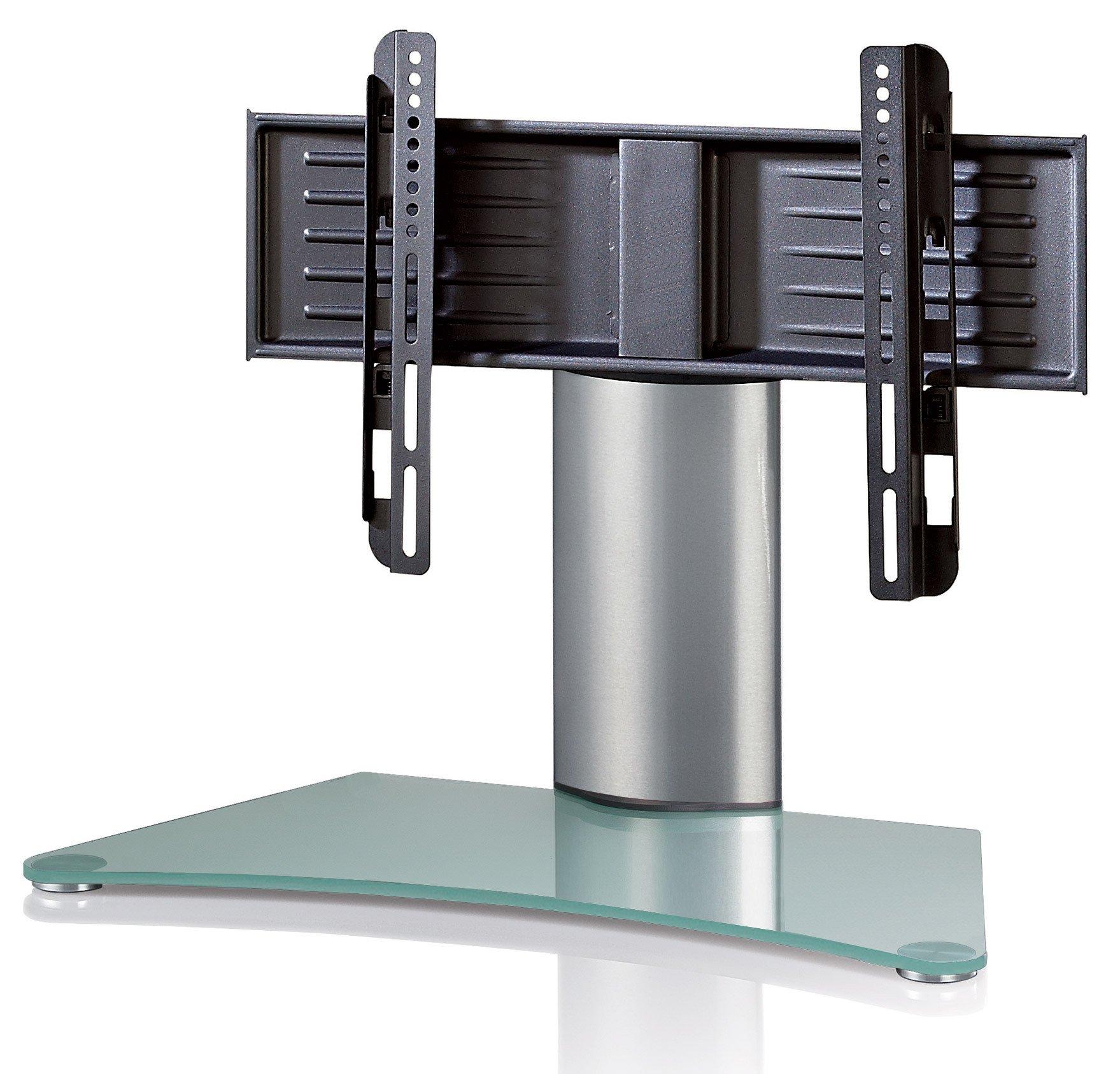 VCM TV Standfuß | Universal TV VESA | Aufsatz Erhöhung | Alu Fernseh Ständer | ESG-Sicherheitsglas | Maße ca. H. 52 x B. 70 x T. 30 cm - WindoxaMini