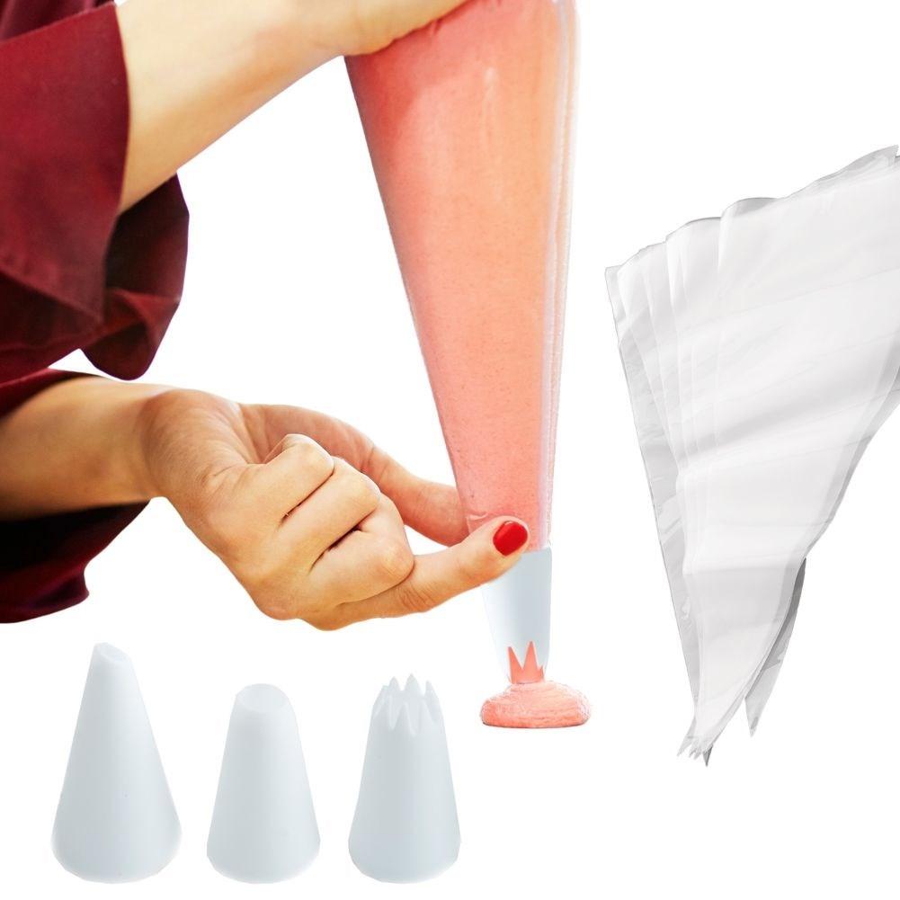 Orion Tortentüllen-Set: 4 Tüllen & 8 wiederverwendbare Spritzbeutel