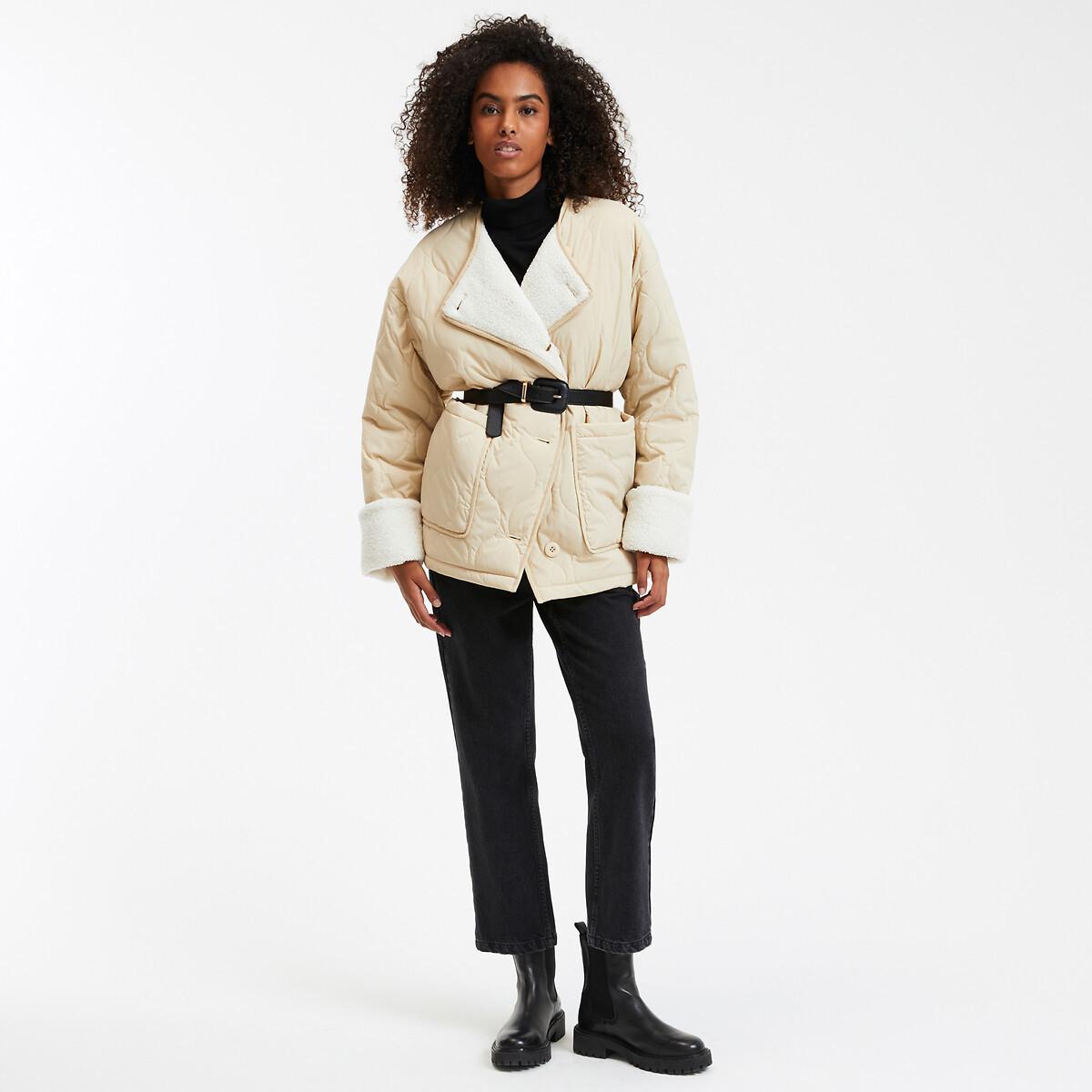 La Redoute Collections Halblange Steppjacke mit rundem Ausschnitt