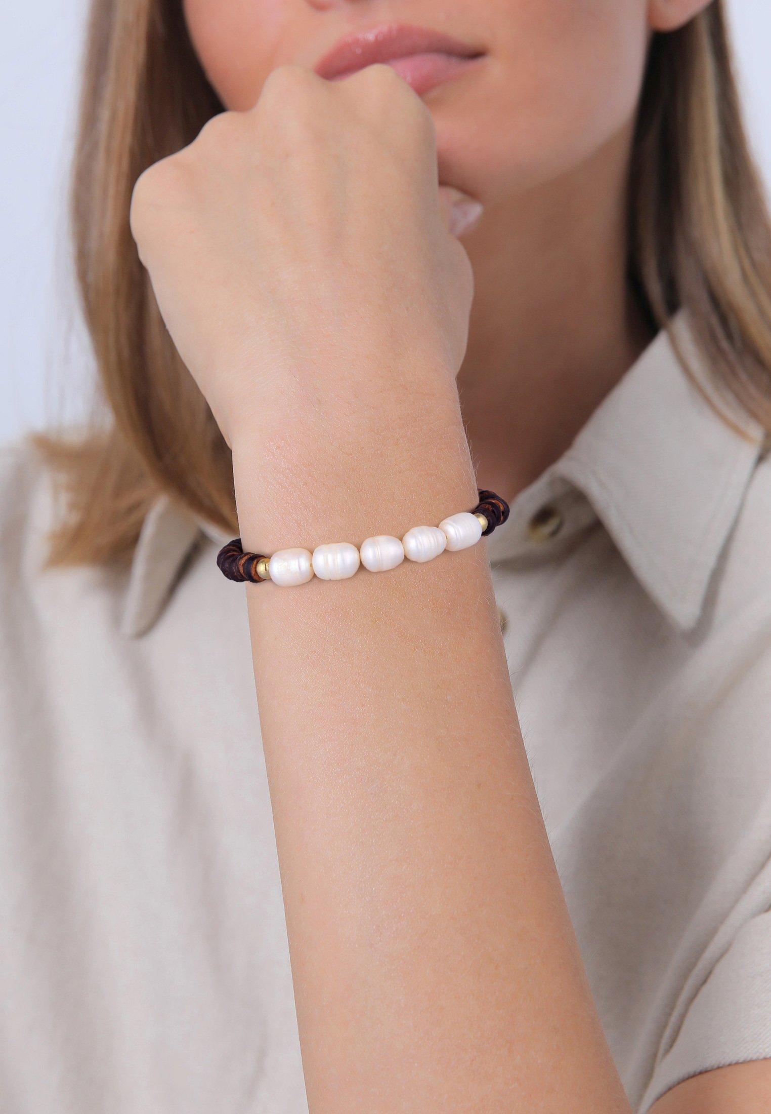 Elli Armband Kokosnuss Perlen Süßwasserperlen 925 Silber
