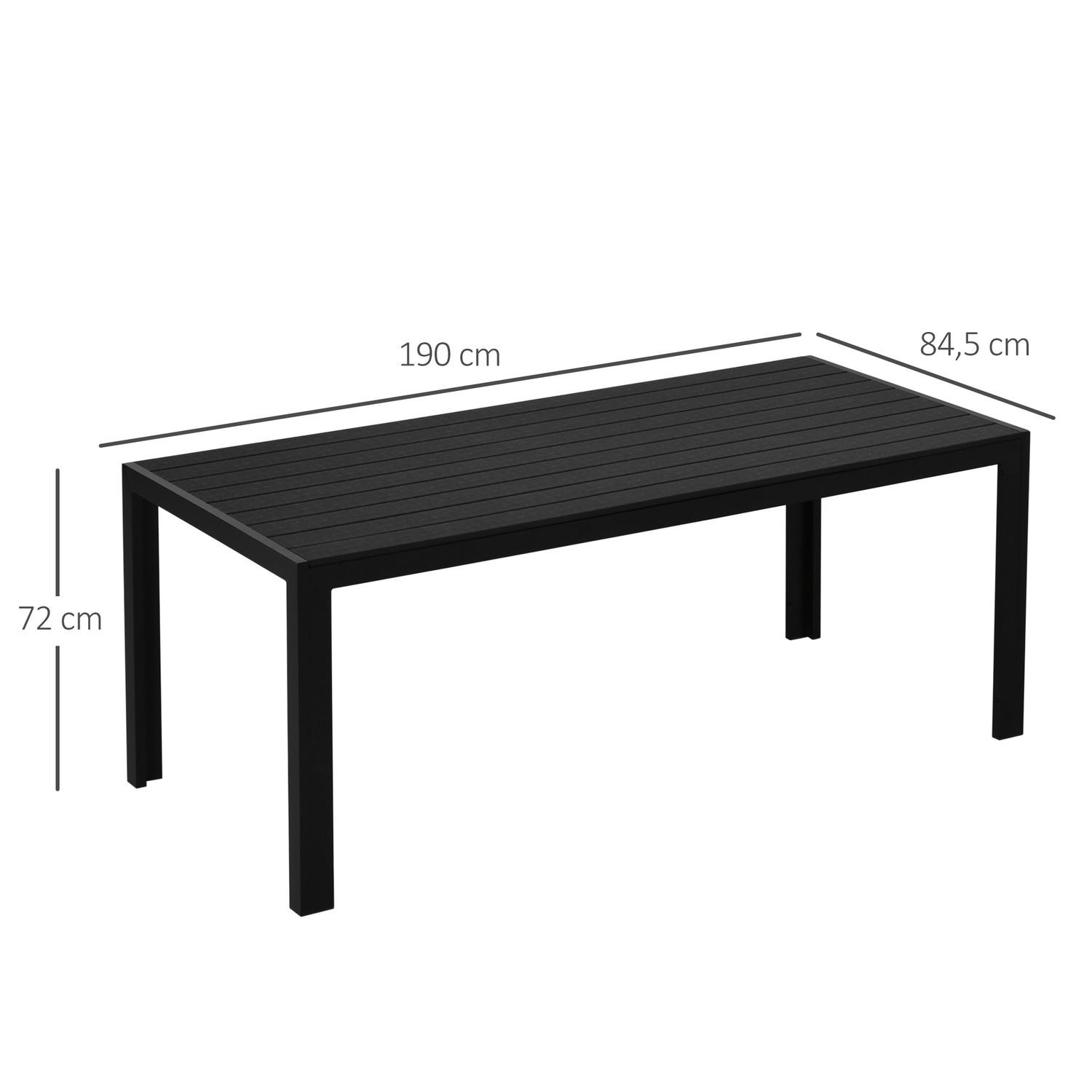 Northio Gartentisch Aluminium Tisch Garten Terrasse Holz-Kunststoff Polyholz Schwarz