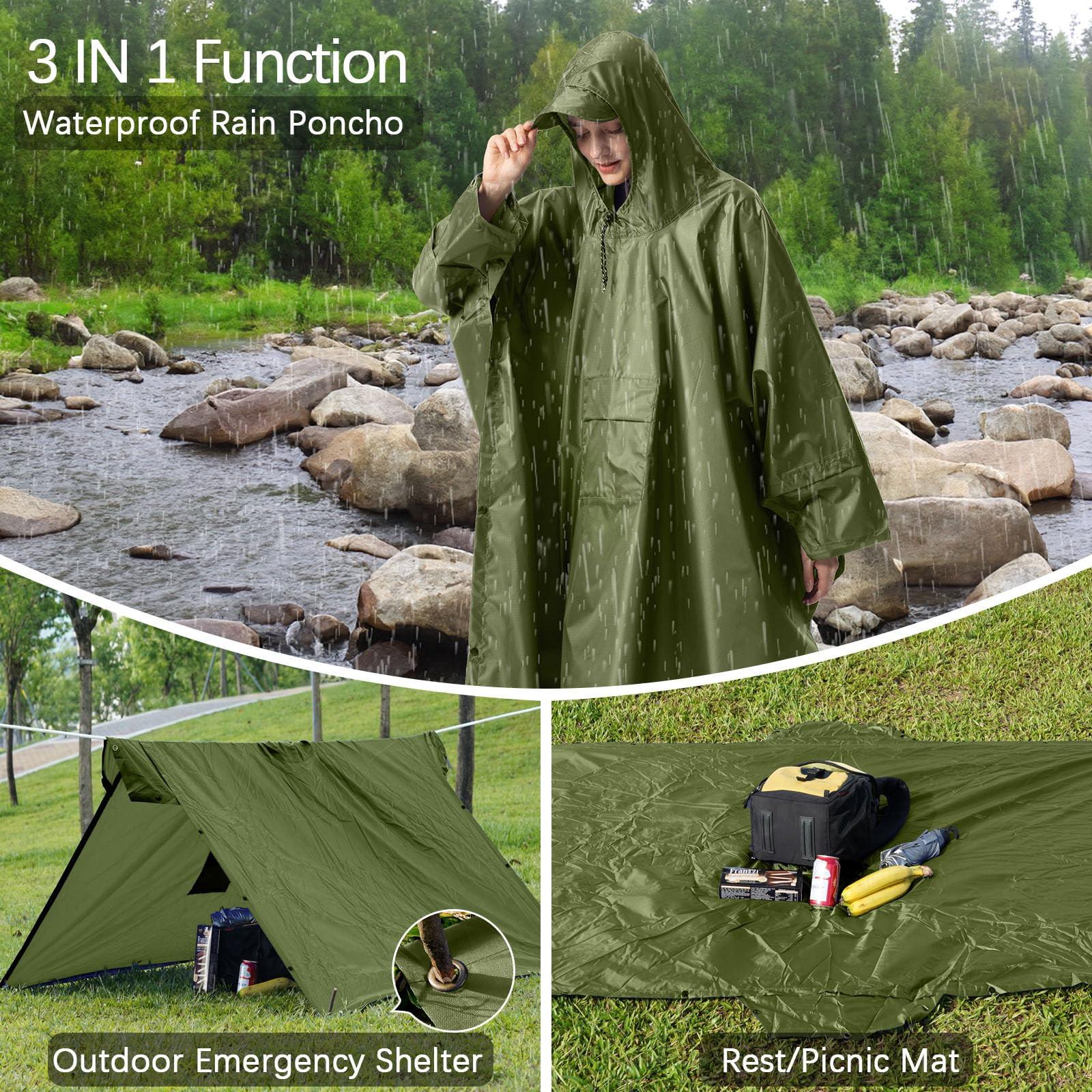 Alopini Regencape Regenmantel Regenjacke Wasserdicht Wandern Radfahren Outdoor 3in1 Mehrzweck