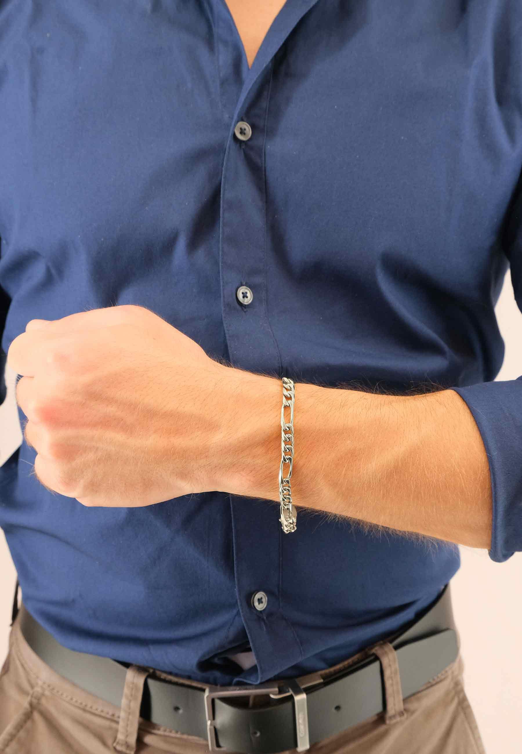 MUAU Schmuck Bracelet Figaro Weissgold 750, 22cm, 6mm