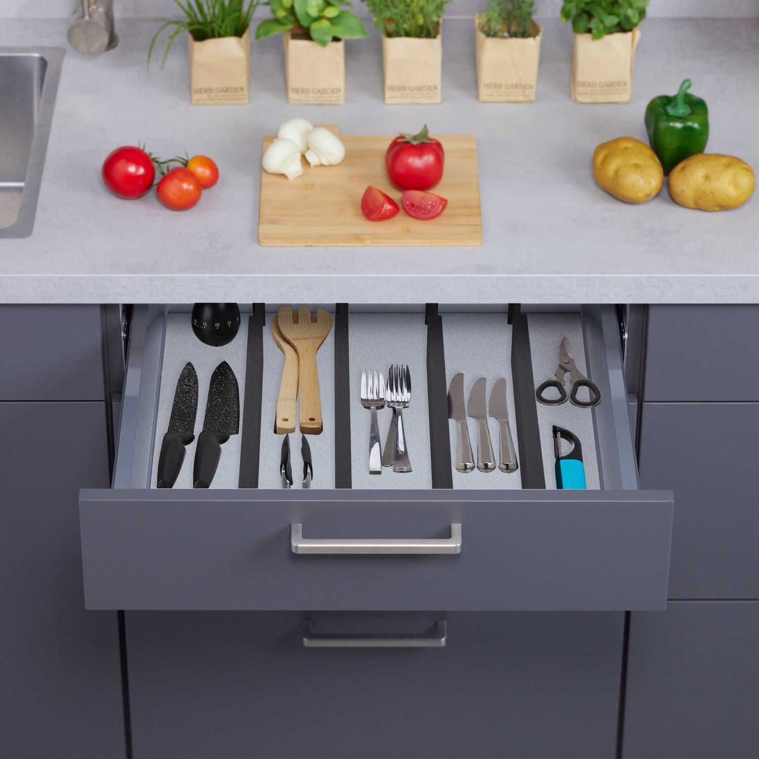 B2X Set mit 4 Schubladenteilern in Schwarz