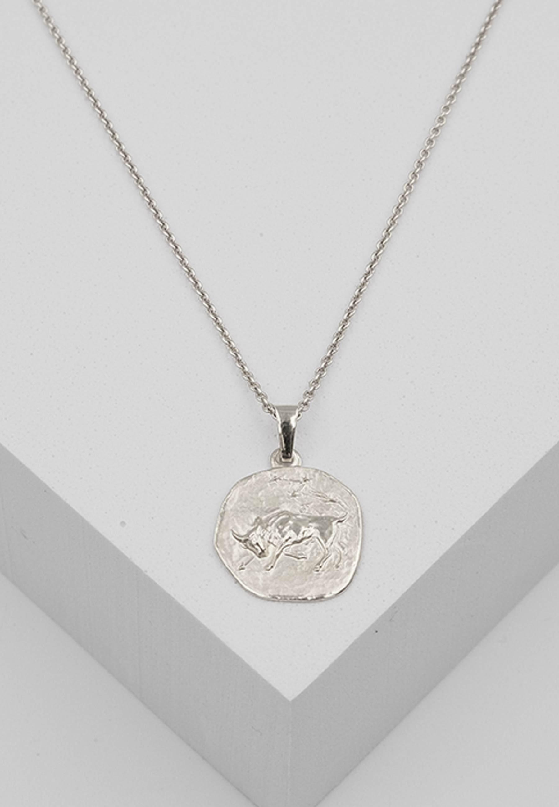 MUAU Schmuck Anhänger Sternzeichen Stier Weissgold 750, 16x22mm