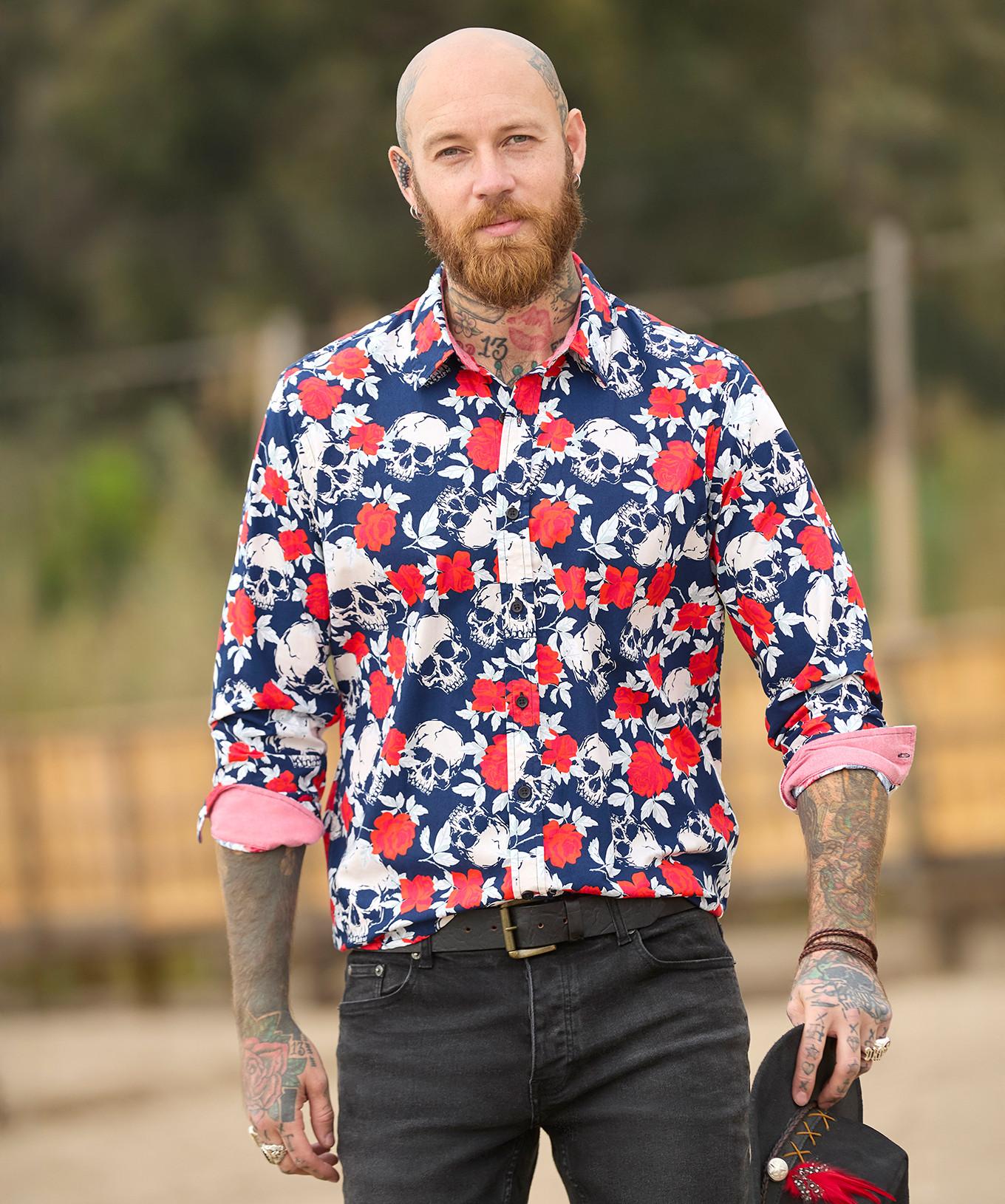 Joe Browns Langarmhemd mit Rosenschädeldruck