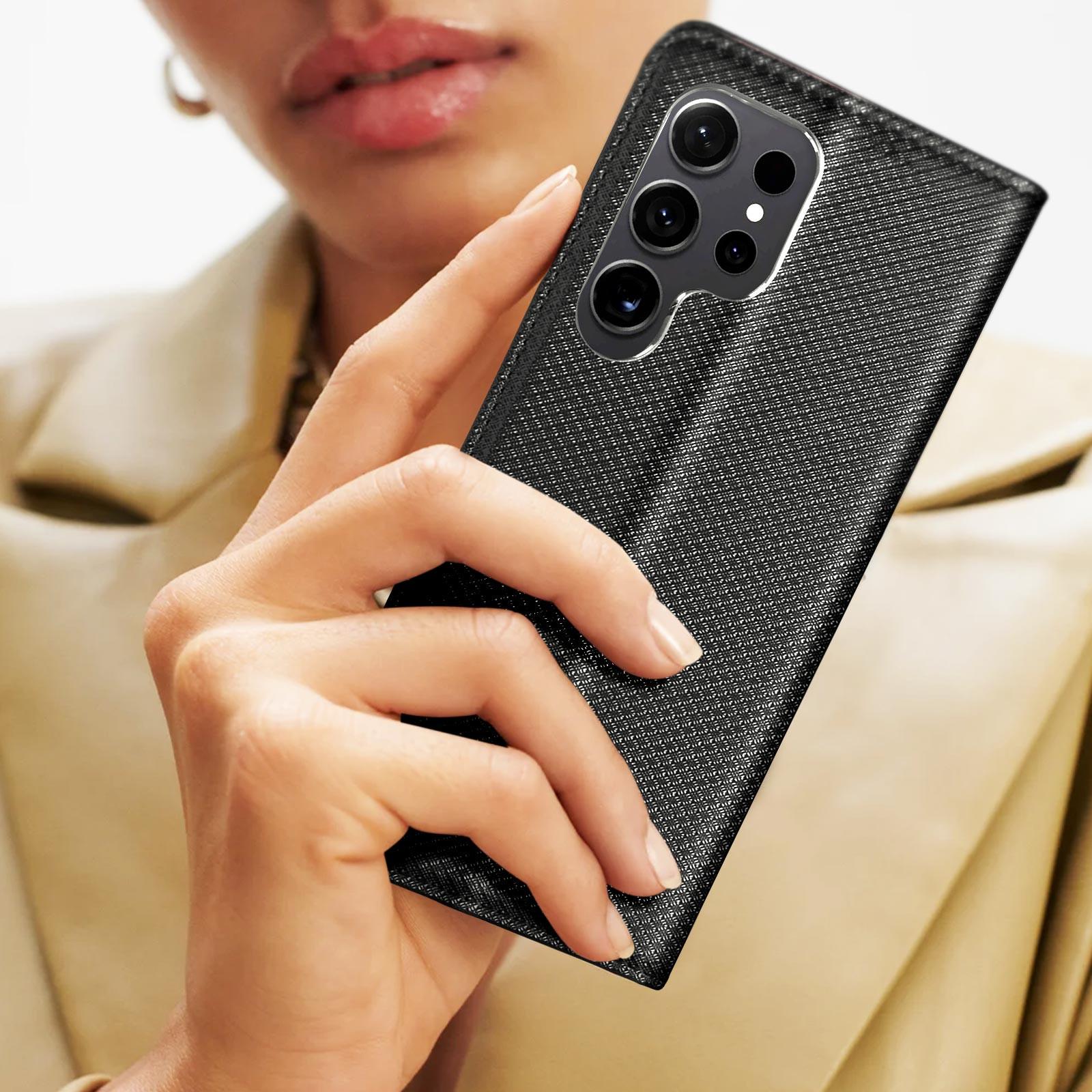 Avizar Samsung S24 Ultra Book Cover Schwarz