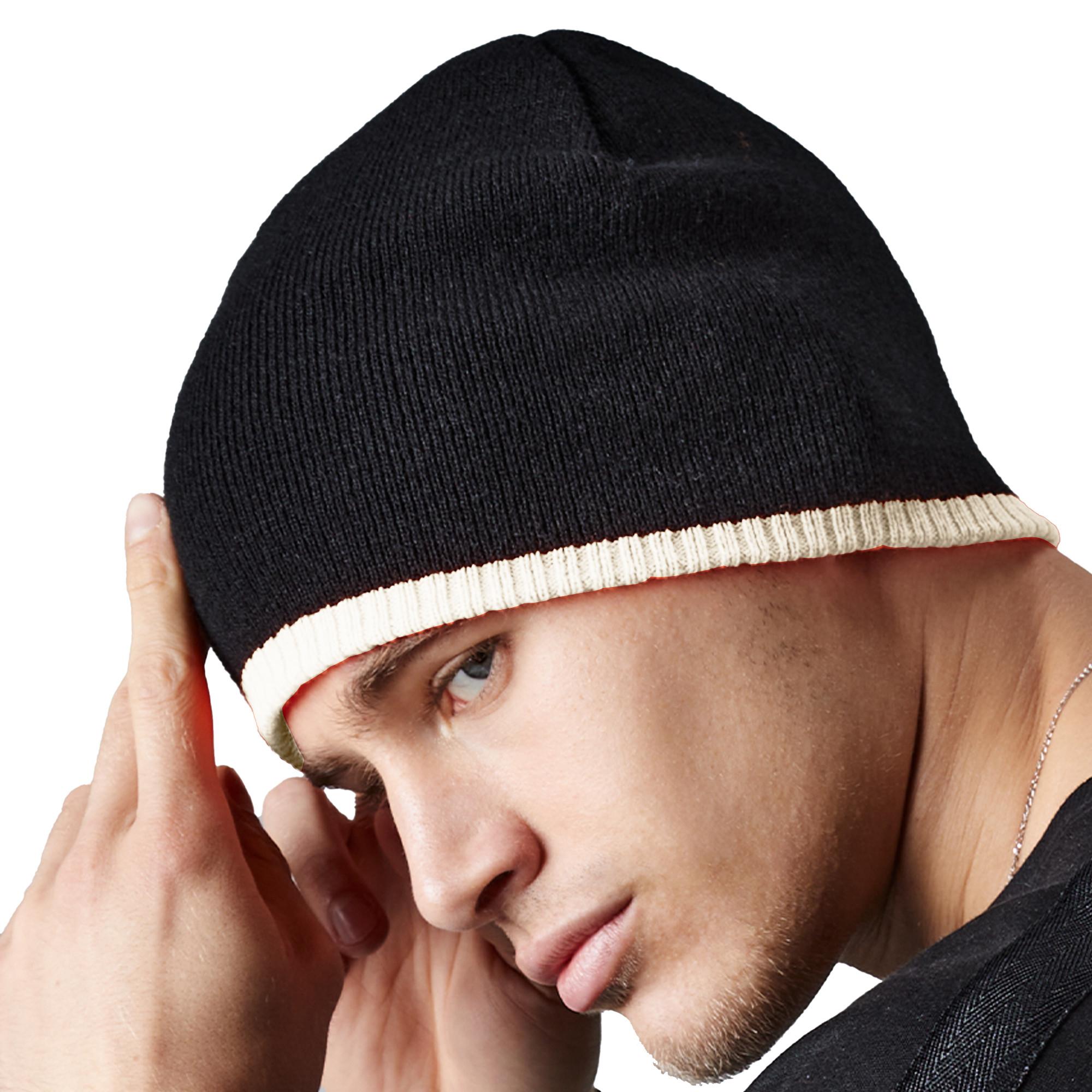 Beechfield Beanie Mütze Strickmütze mit Kontrastrand