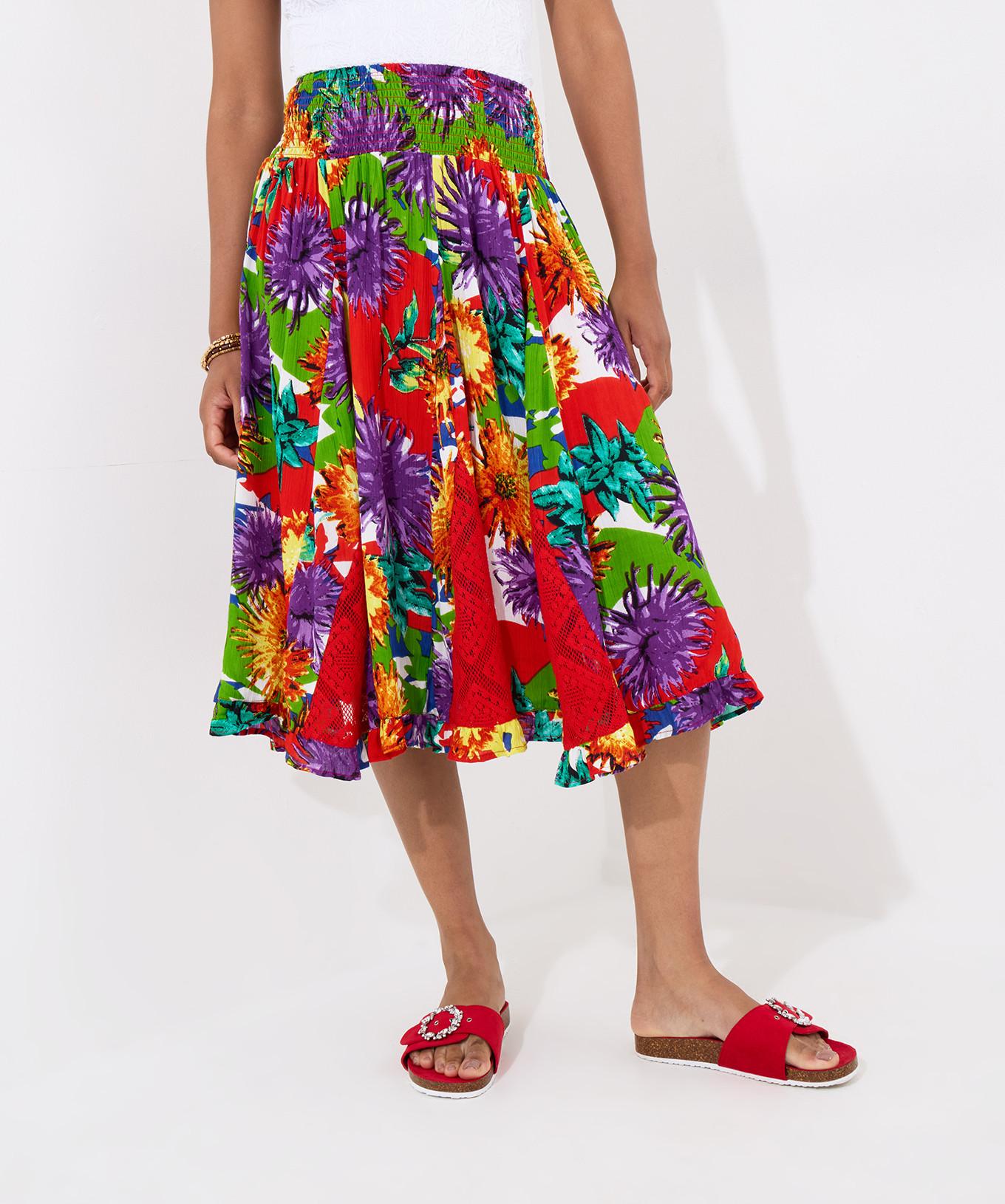 Joe Browns Leuchtend floraler Godet-Panel-Midirock